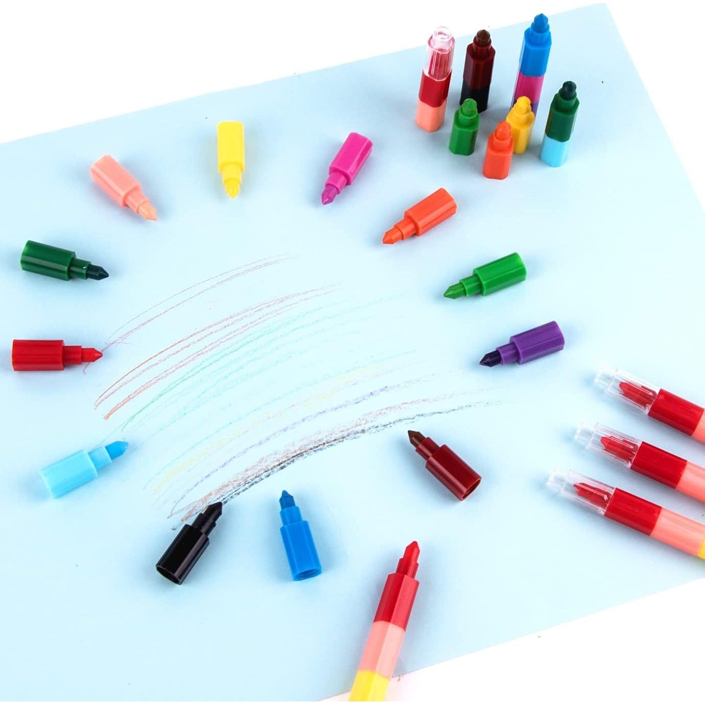 Crayones Apilables WXJ13 18 Piezas 12 Colores para Niños