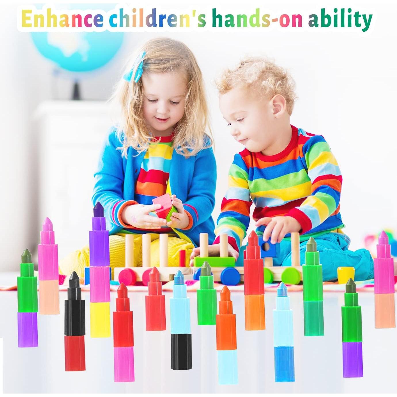 Crayones Apilables WXJ13 18 Piezas 12 Colores para Niños