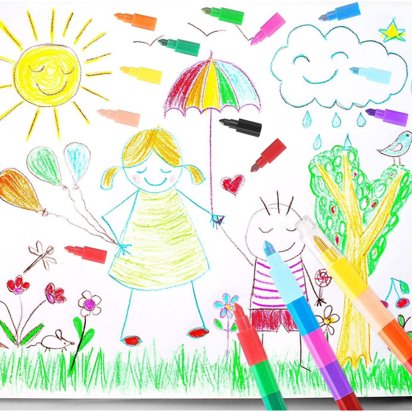 Crayones Apilables WXJ13 18 Piezas 12 Colores para Niños