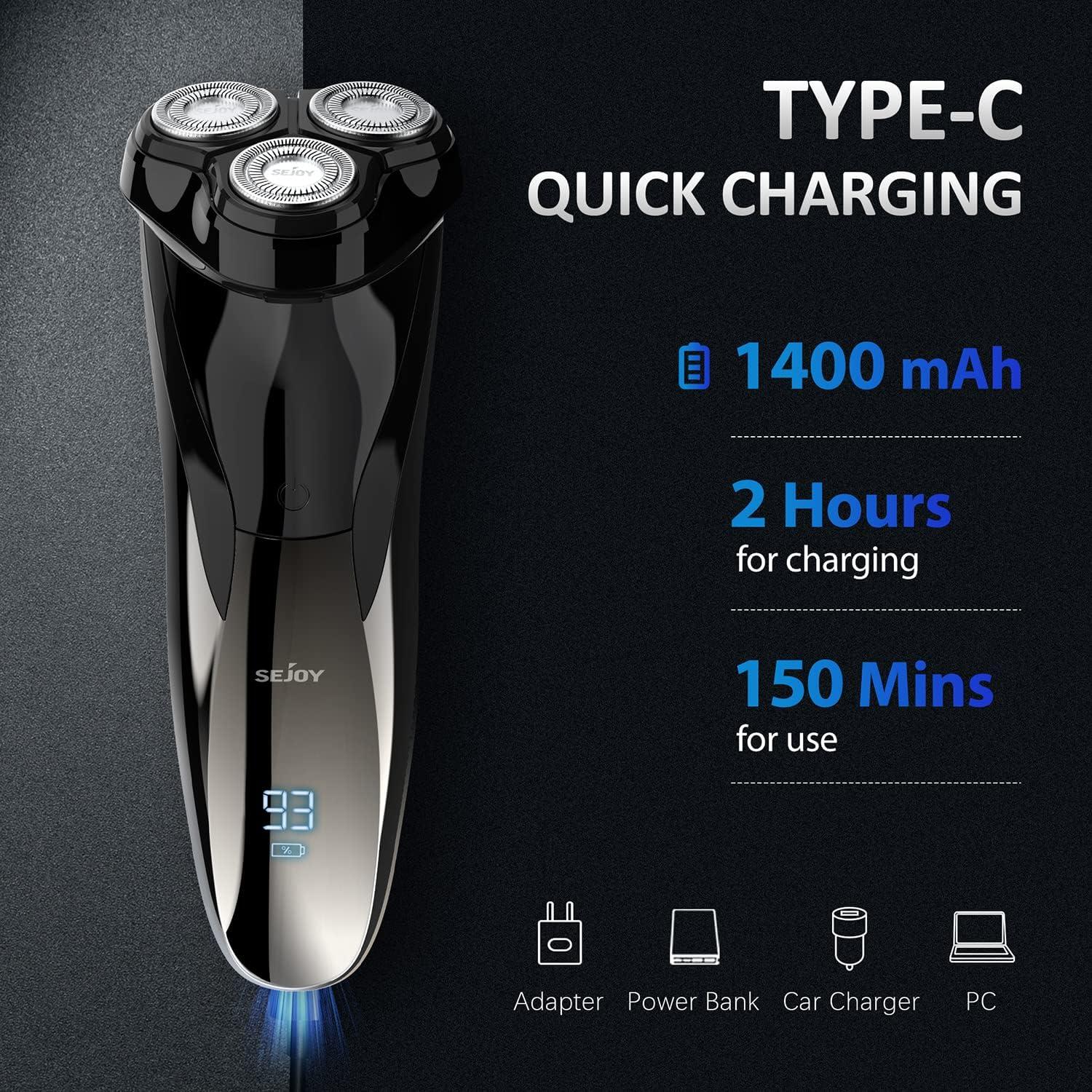 Afeitadora eléctrica recargable Sejoy TXD-BLASTO3 IPX7 negra