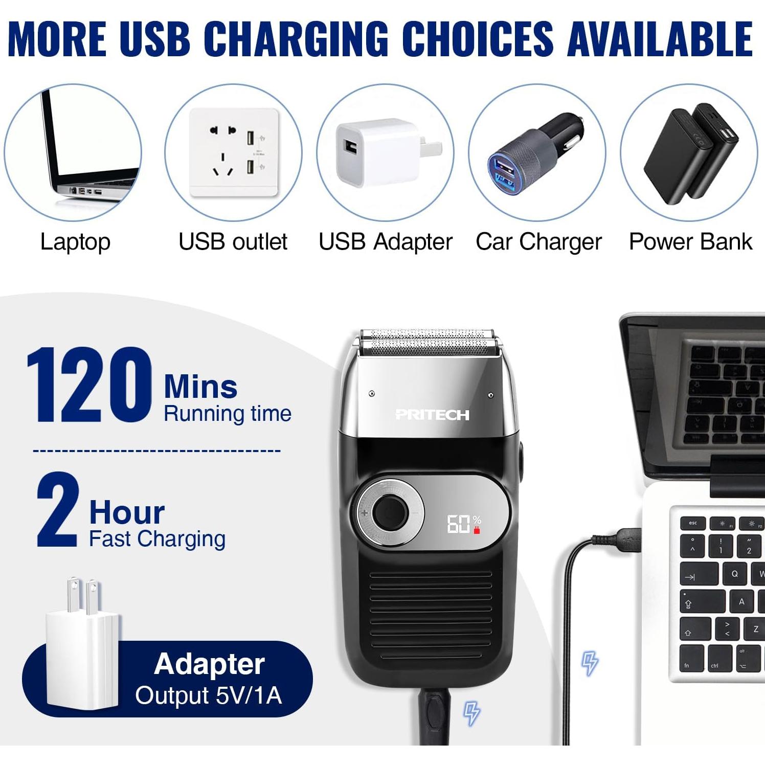 Afeitadora eléctrica 2 en 1 Pritech RSM-1699 con recortadora