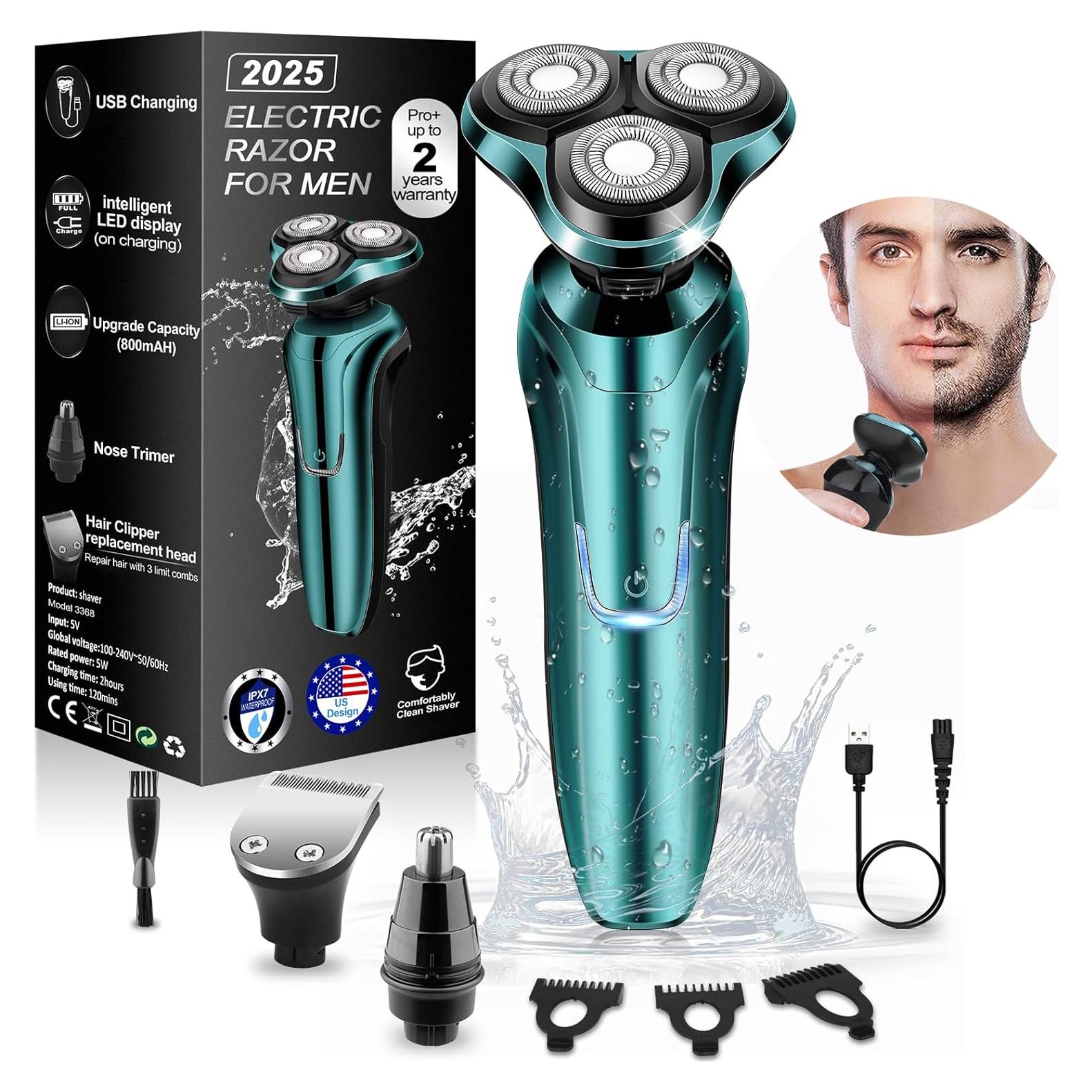 Afeitadora eléctrica Handsomefe V3368 4D impermeable recargable