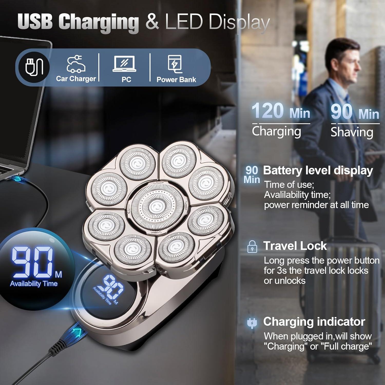 Afeitadora Eléctrica 9D Handsomemen Impermeable 5 en 1