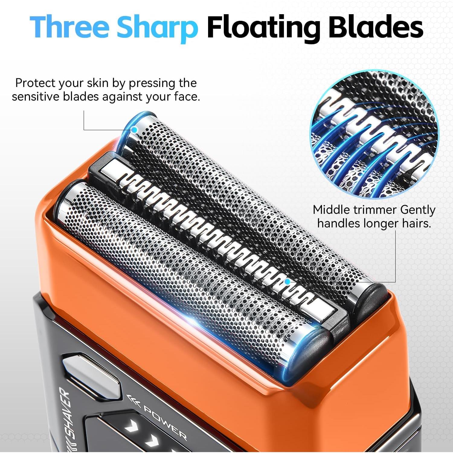 Afeitadora eléctrica compacta Ezdor M68, 3 cuchillas, USB-C