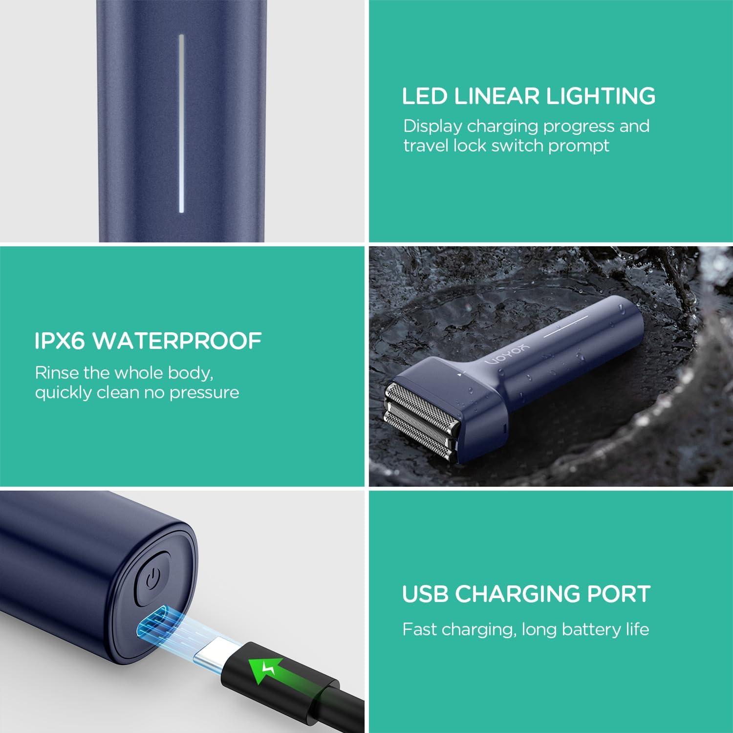 Afeitadora Eléctrica VOYOR TX310 3 en 1 IPX6 Carga USB-C