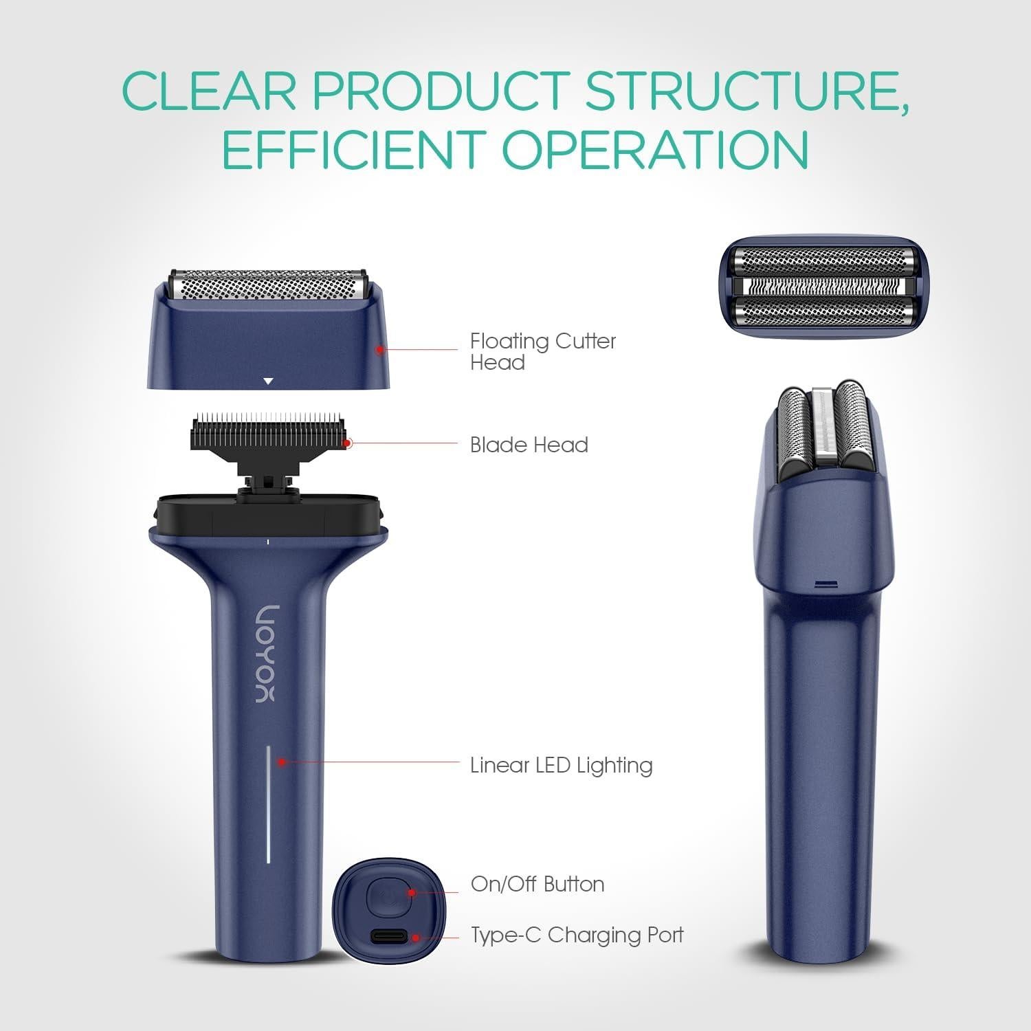Afeitadora Eléctrica VOYOR TX310 3 en 1 IPX6 Carga USB-C