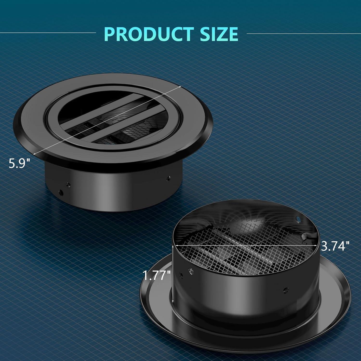 Cubierta de Ventilación Redonda 10 cm HG Power Aluminio Negro