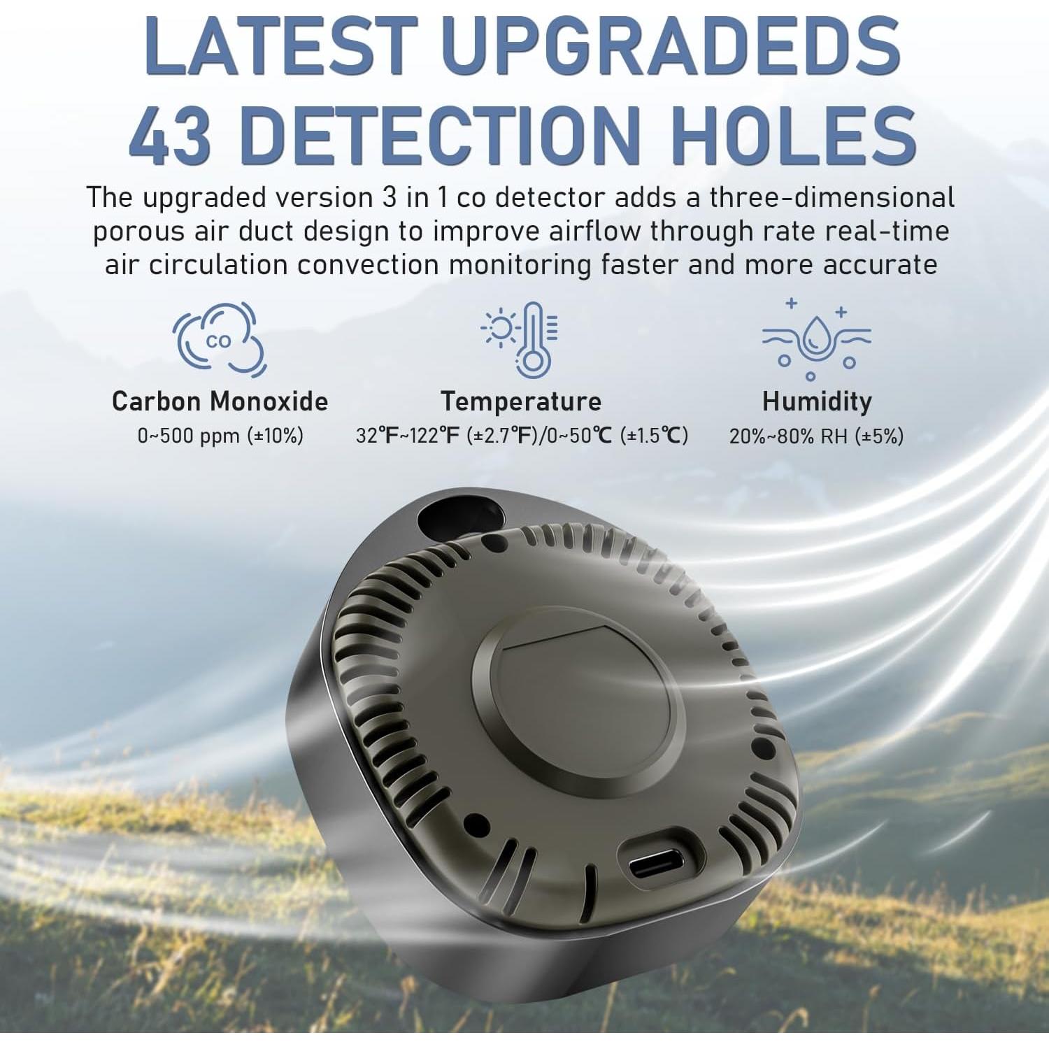 Detector de Monóxido de Carbono Portátil PRIMBARBER K5D 3-en-1