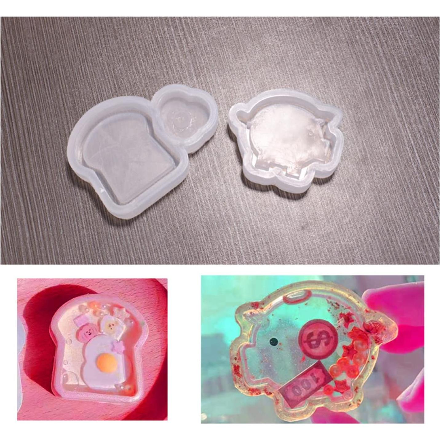 Juego de Moldes de Silicona Epóxica para Joyas - Pan y Cerdo