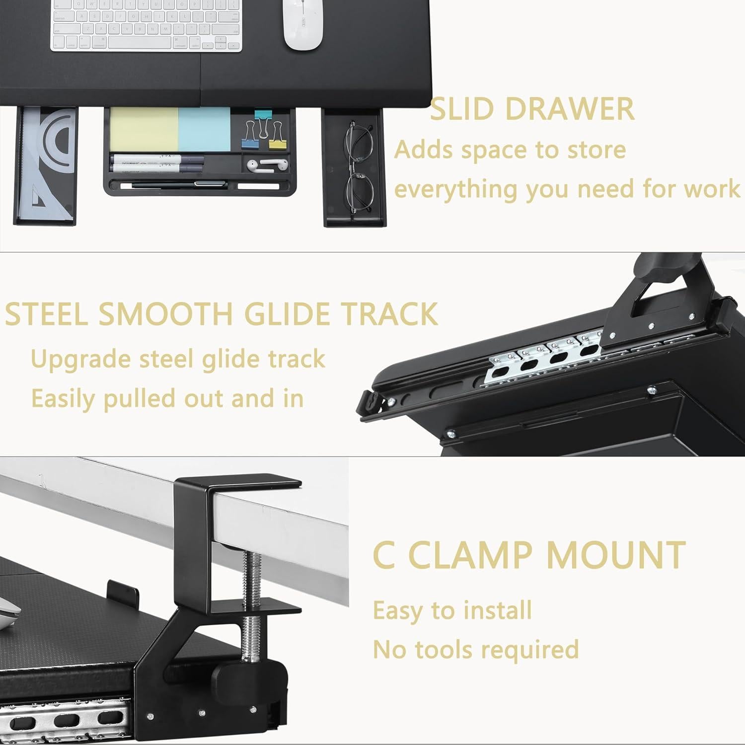Bandeja de Teclado Ergonomica ETHU para Escritorio en L 68x31cm