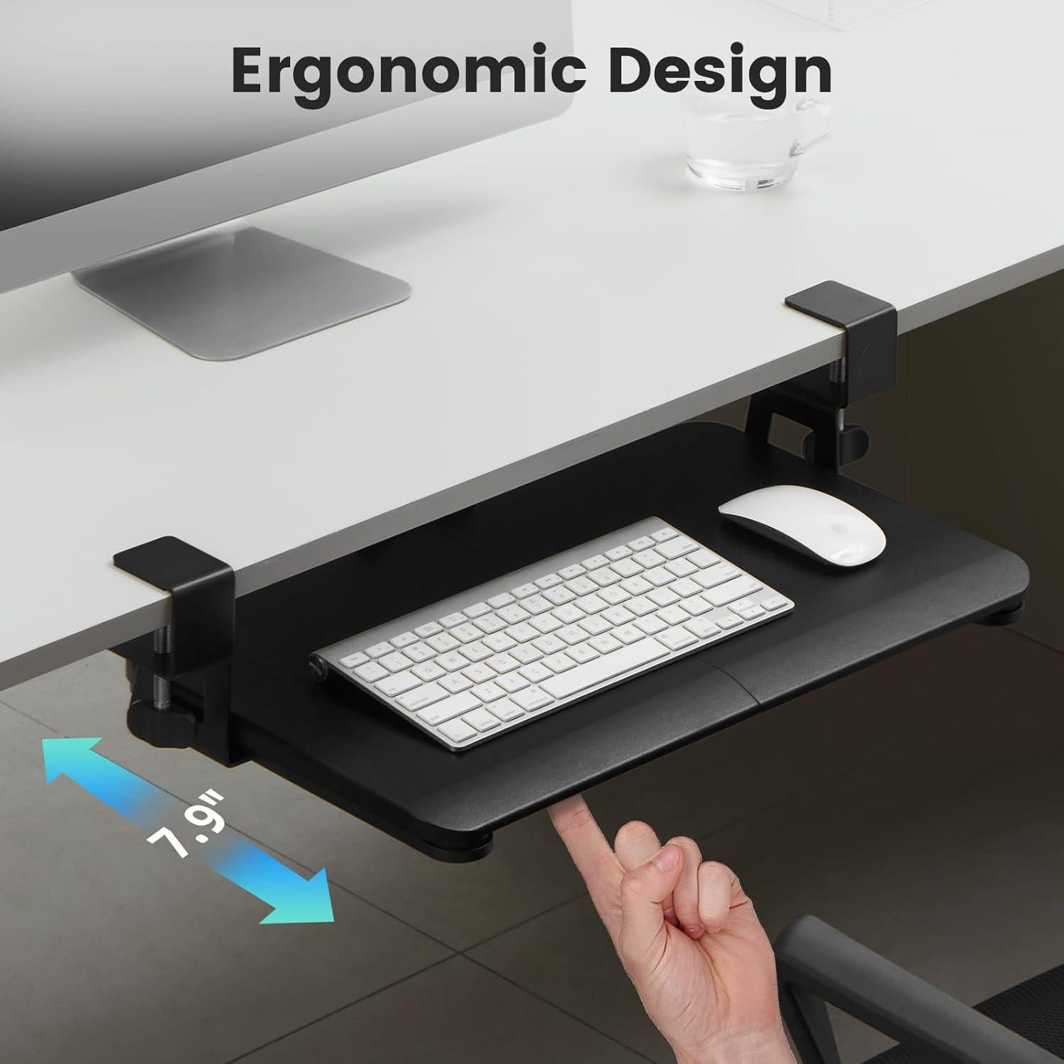 Bandeja de Teclado Bajo Escritorio DQCGLY 24" x 12" Negro