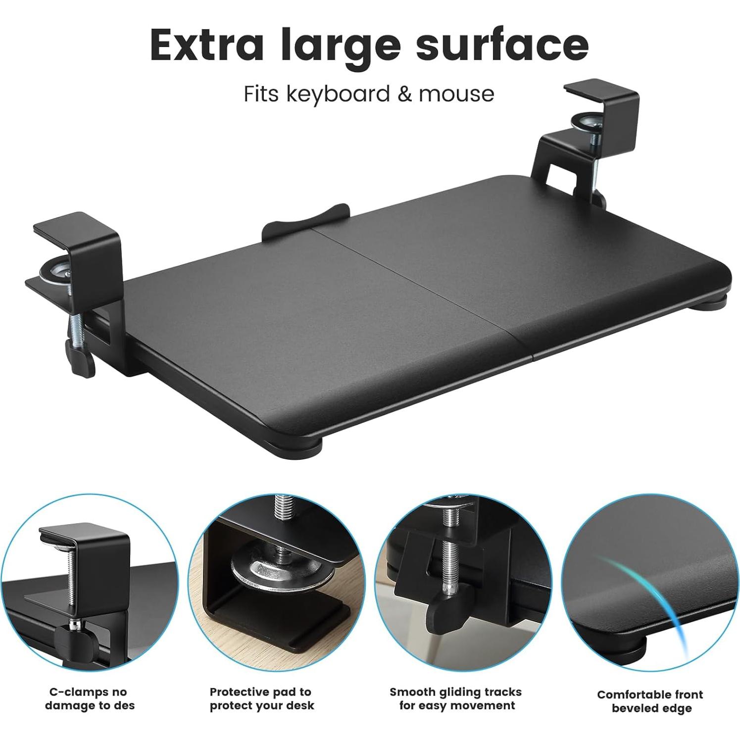 Bandeja de Teclado Bajo Escritorio DQCGLY 24" x 12" Negro