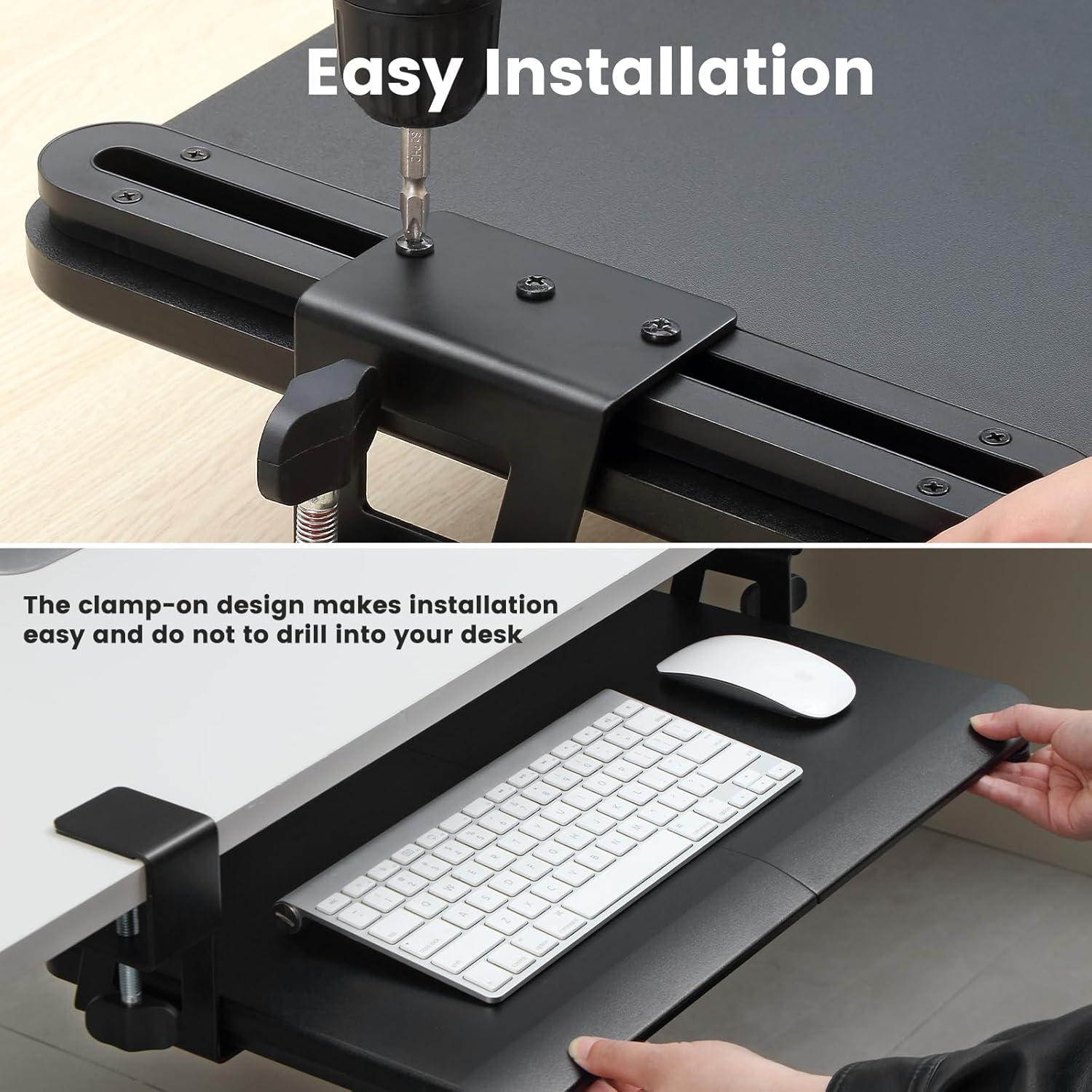 Bandeja de Teclado Bajo Escritorio DQCGLY 24" x 12" Negro