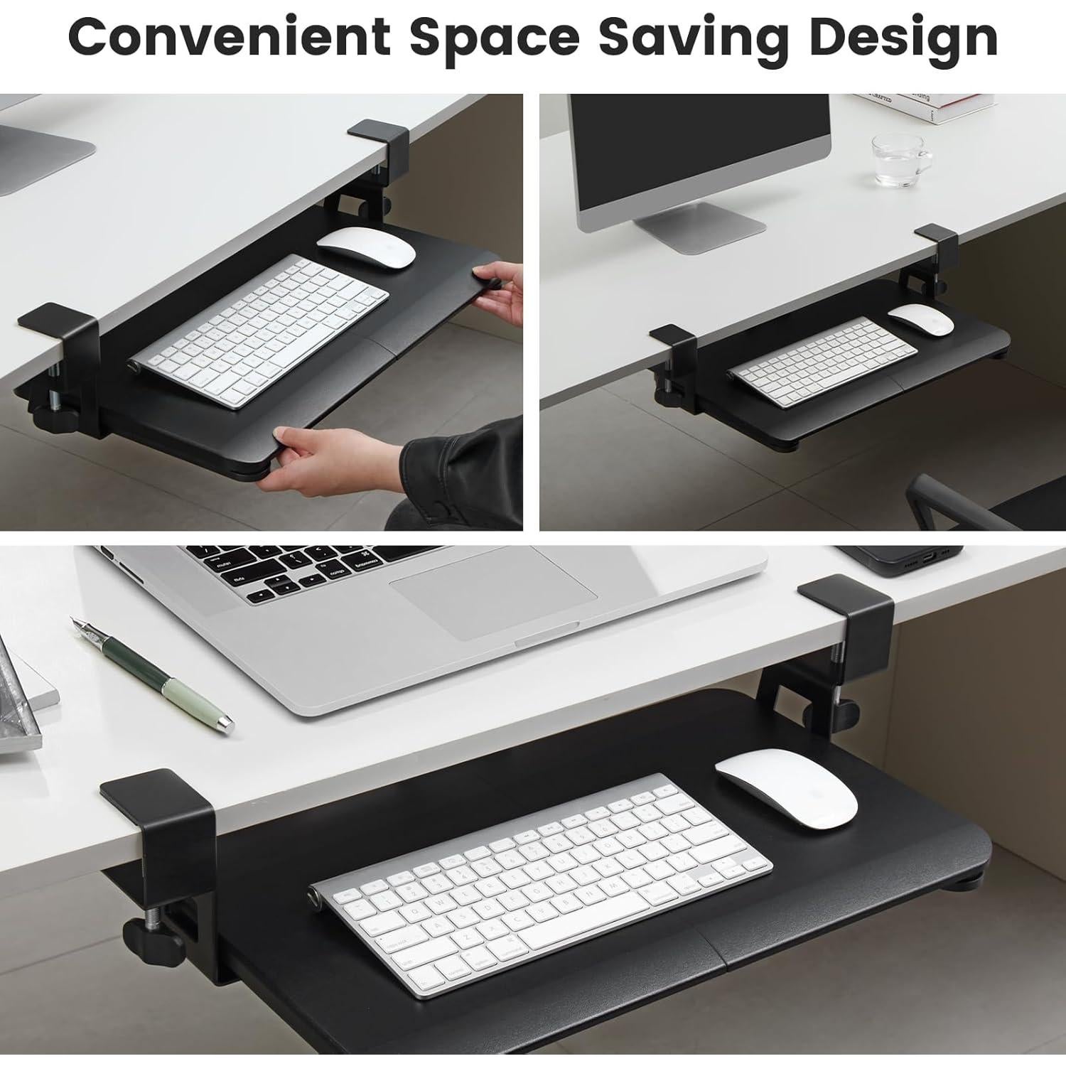 Bandeja de Teclado Bajo Escritorio DQCGLY 24" x 12" Negro