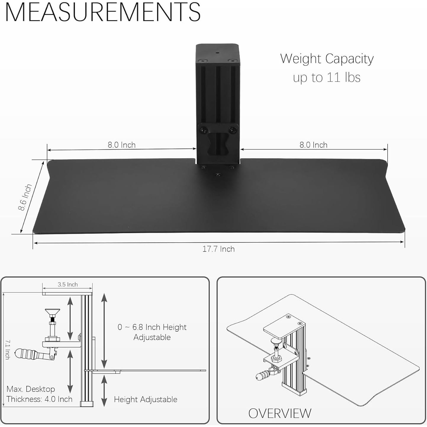 Soporte de Teclado Ajustable VTUIFBT DSM1-BLA 47x22 cm