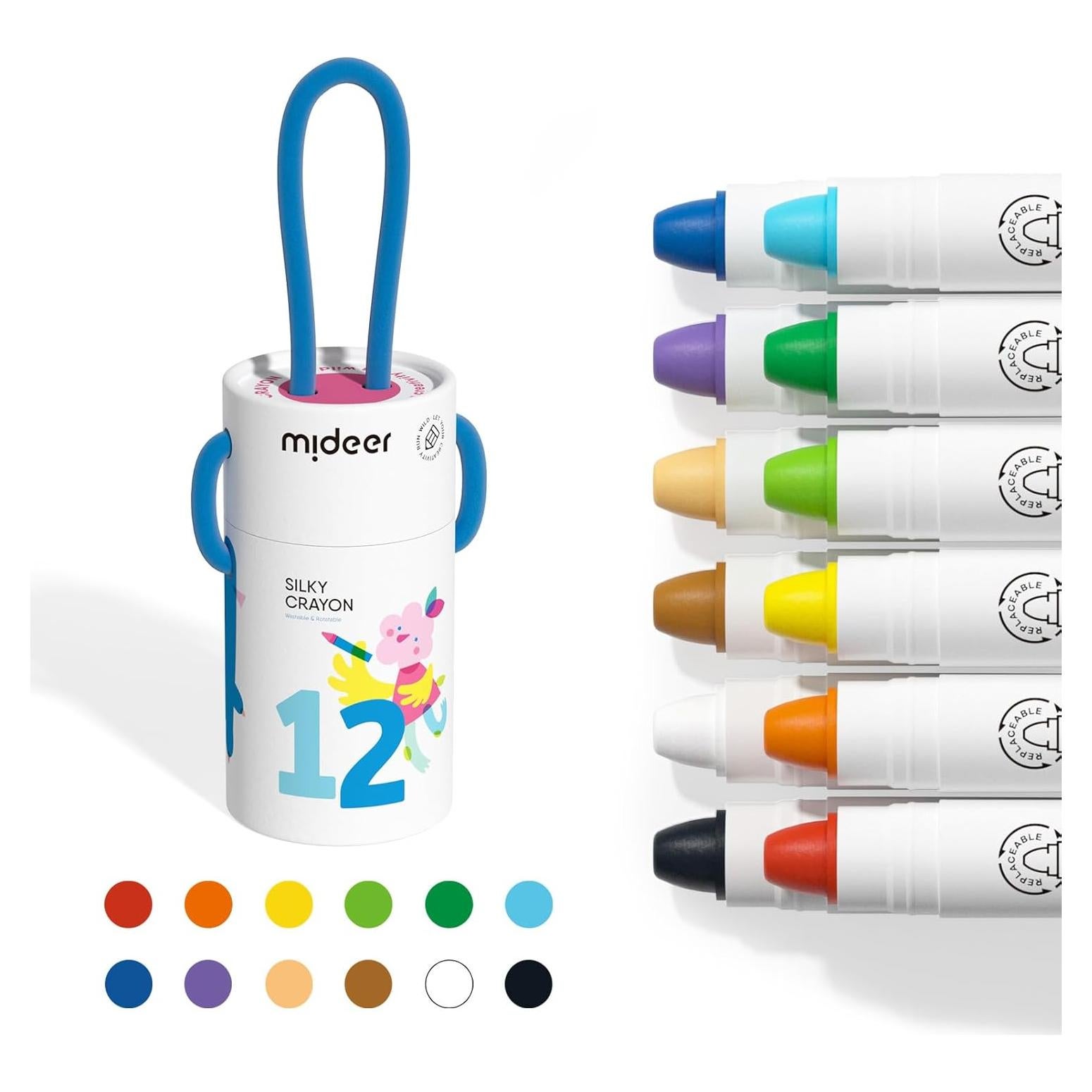 Crayones Jumbo MiDeer 12 Colores Lavables para Niños