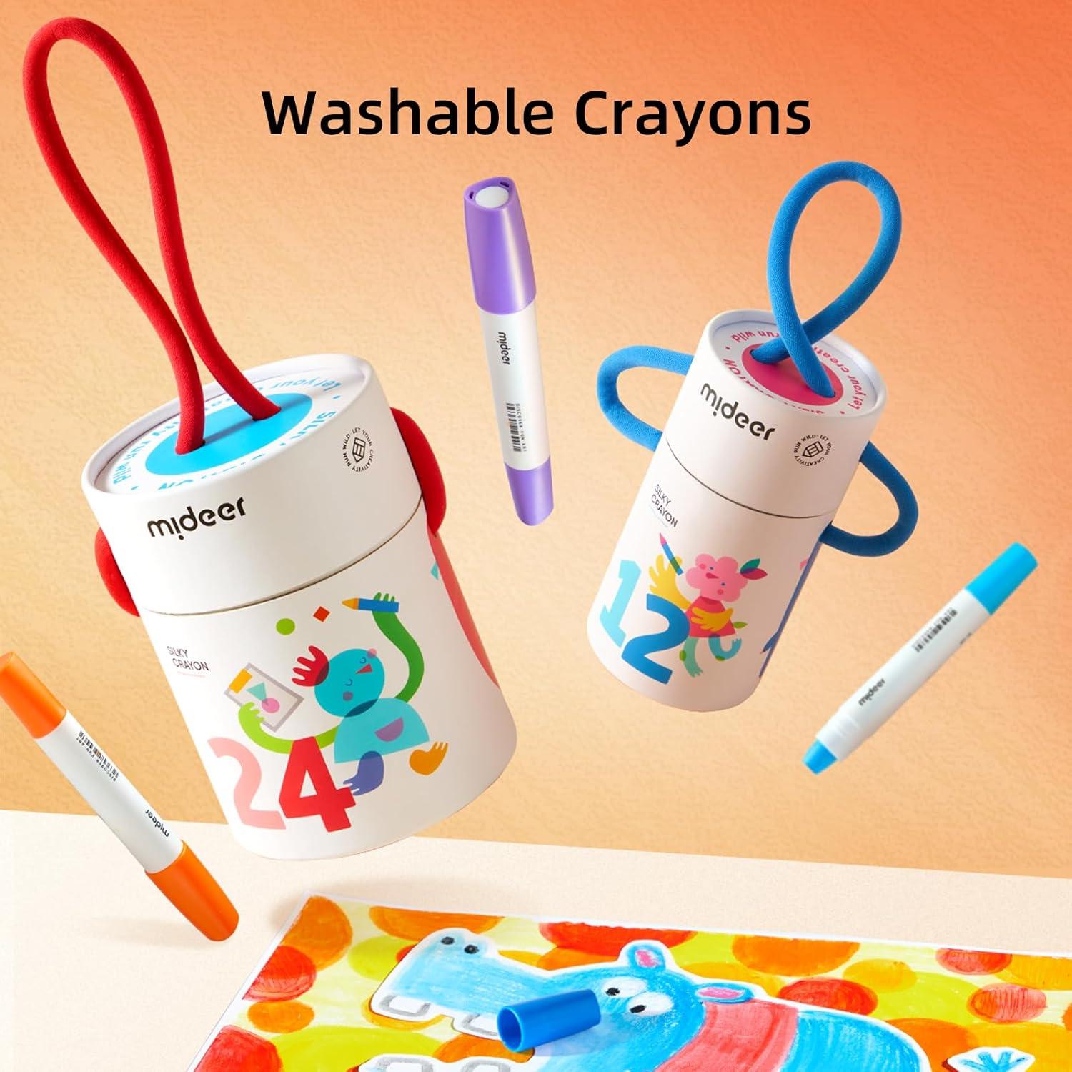 Crayones Jumbo MiDeer 12 Colores Lavables para Niños