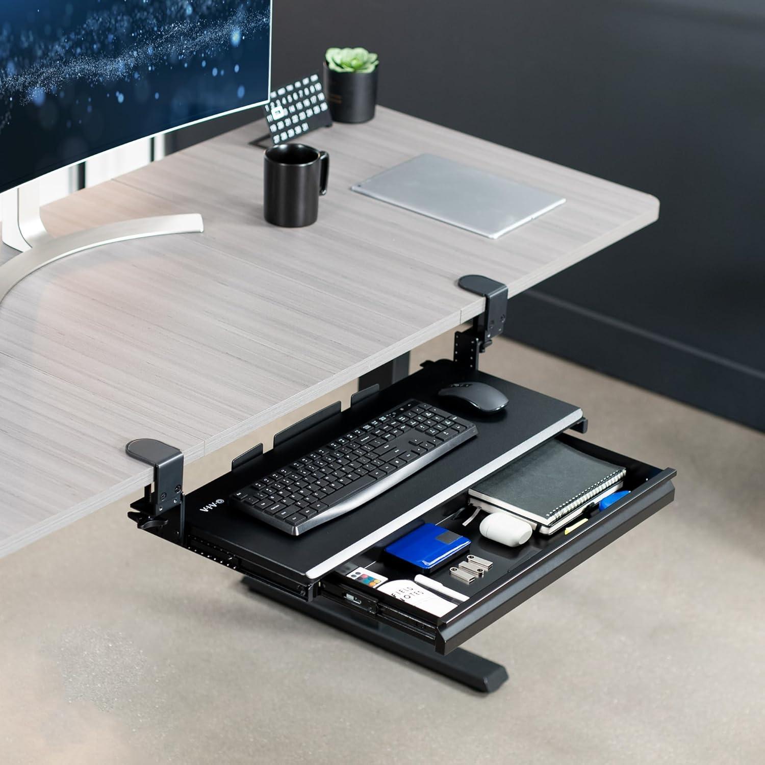 Bandeja de Teclado Ajustable VIVO con Cajón Negro 67.93x27.99cm