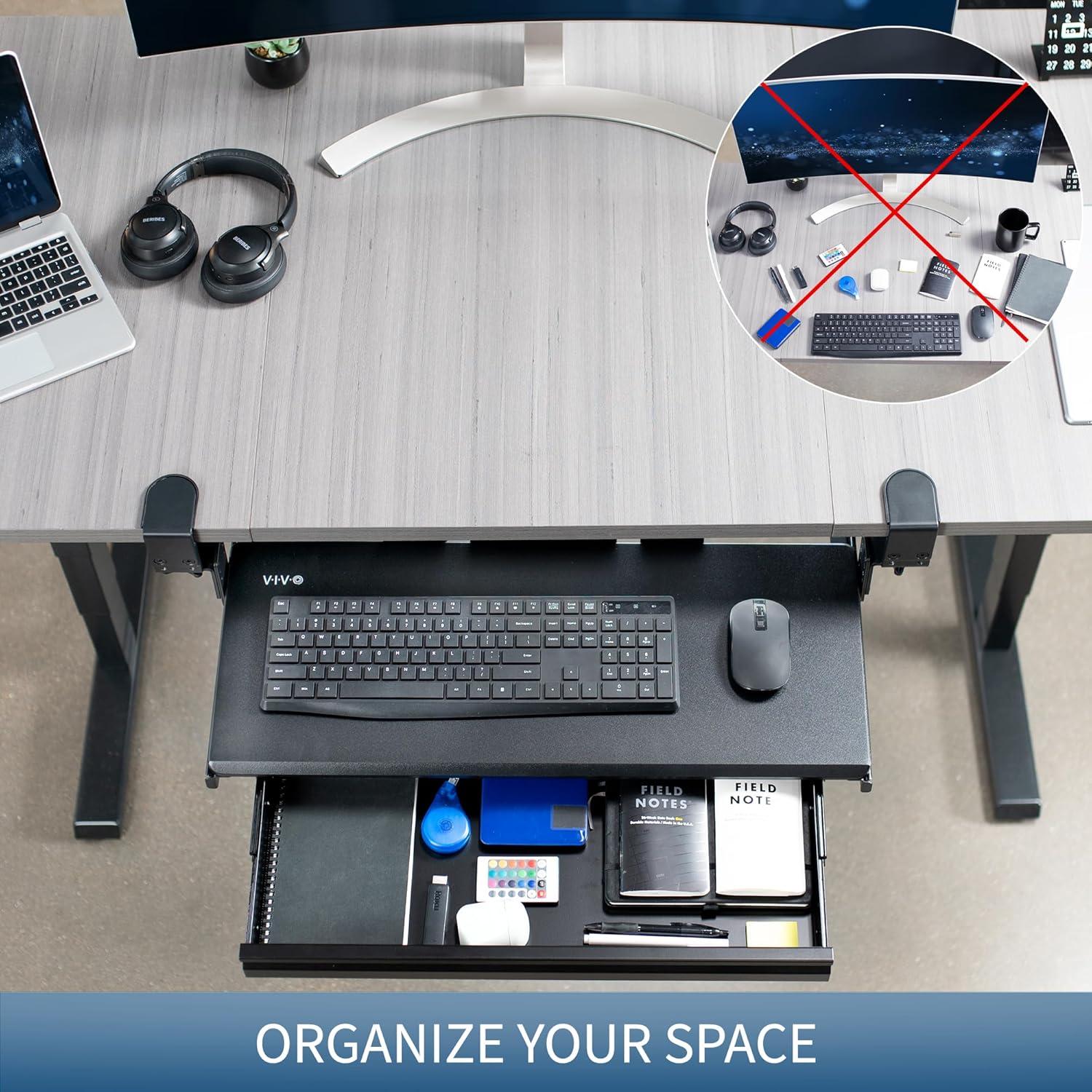 Bandeja de Teclado Ajustable VIVO con Cajón Negro 67.93x27.99cm