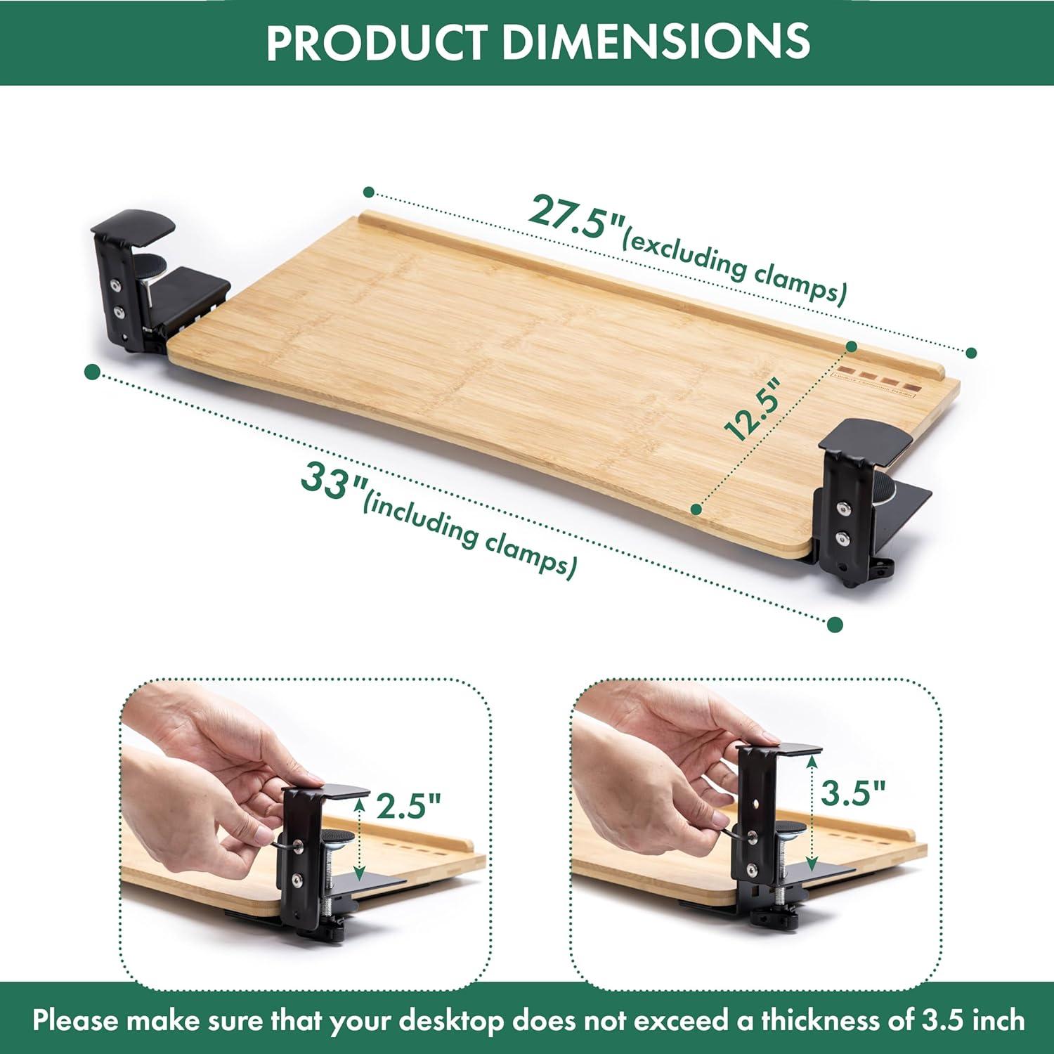 Bandeja de Teclado D'vine Dev KBT-1 con Reposamuñecas de Bambú