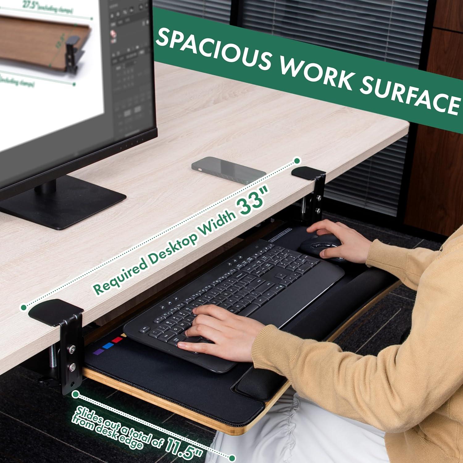 Bandeja de Teclado D'vine Dev KBT-1 con Reposamuñecas de Bambú