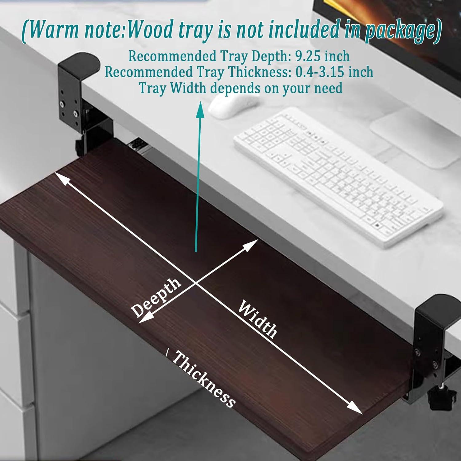 Soporte de Bandeja de Teclado Acrux7 Ajustable Negro 2 Pcs