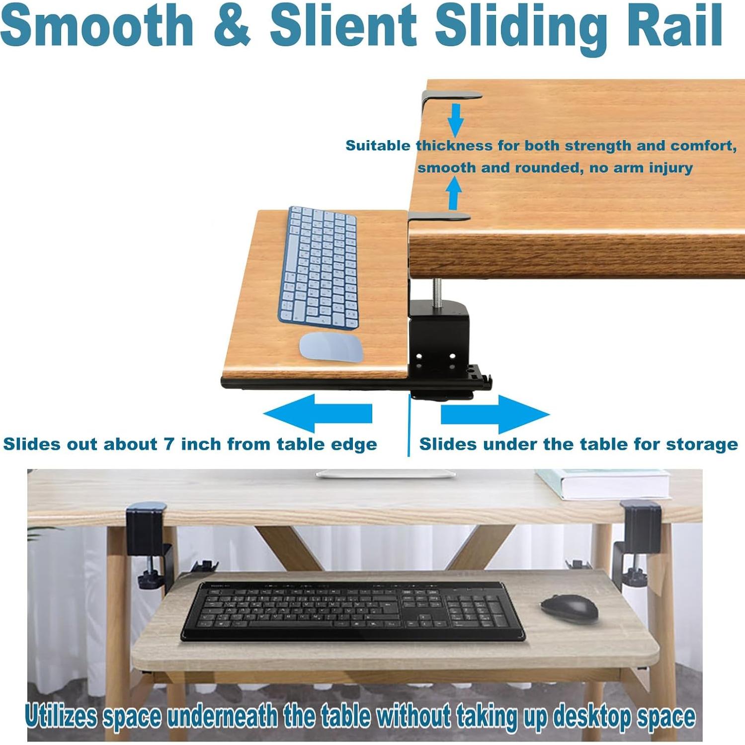 Soporte de Bandeja de Teclado Acrux7 Ajustable Negro 2 Pcs