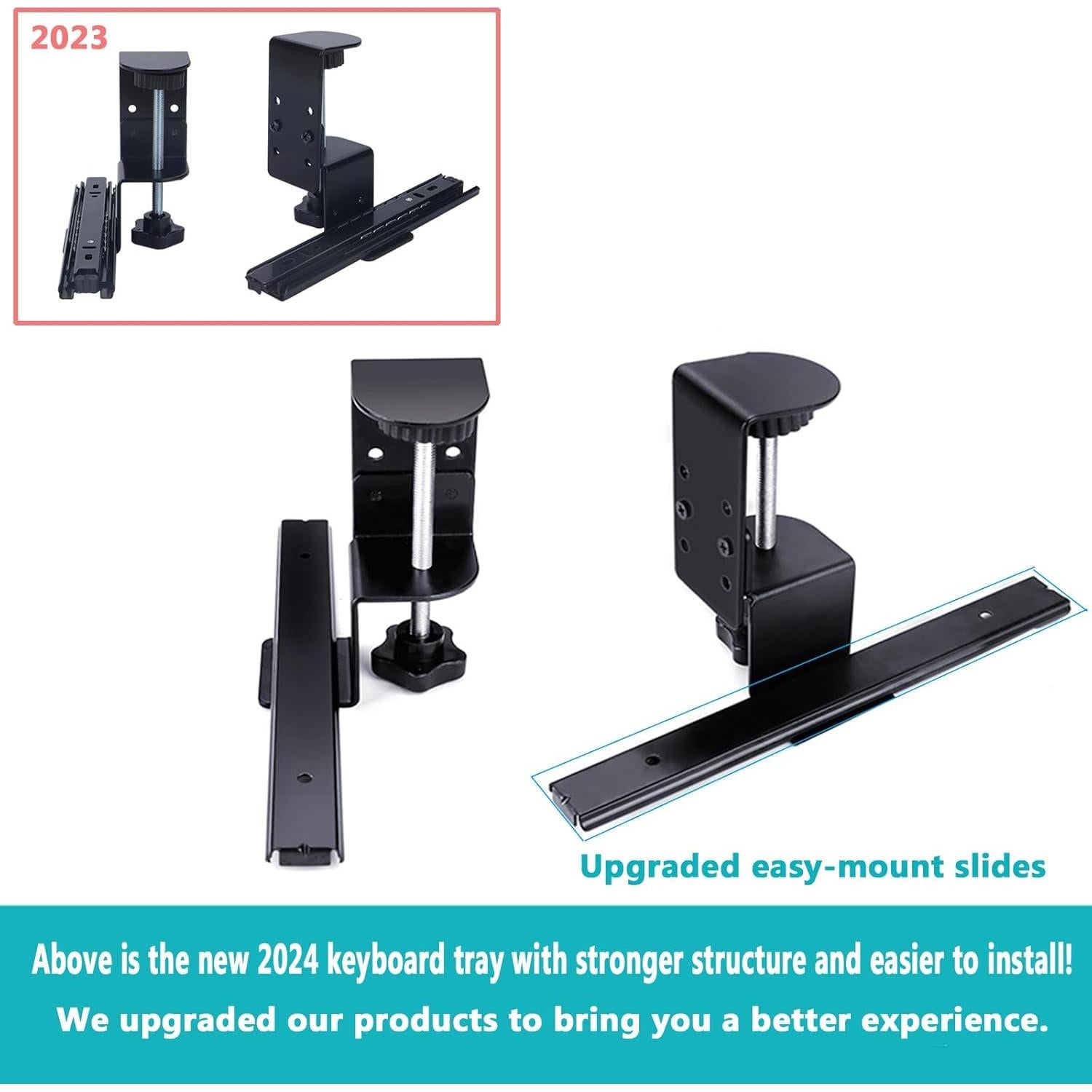 Soporte de Bandeja de Teclado Acrux7 Ajustable Negro 2 Pcs