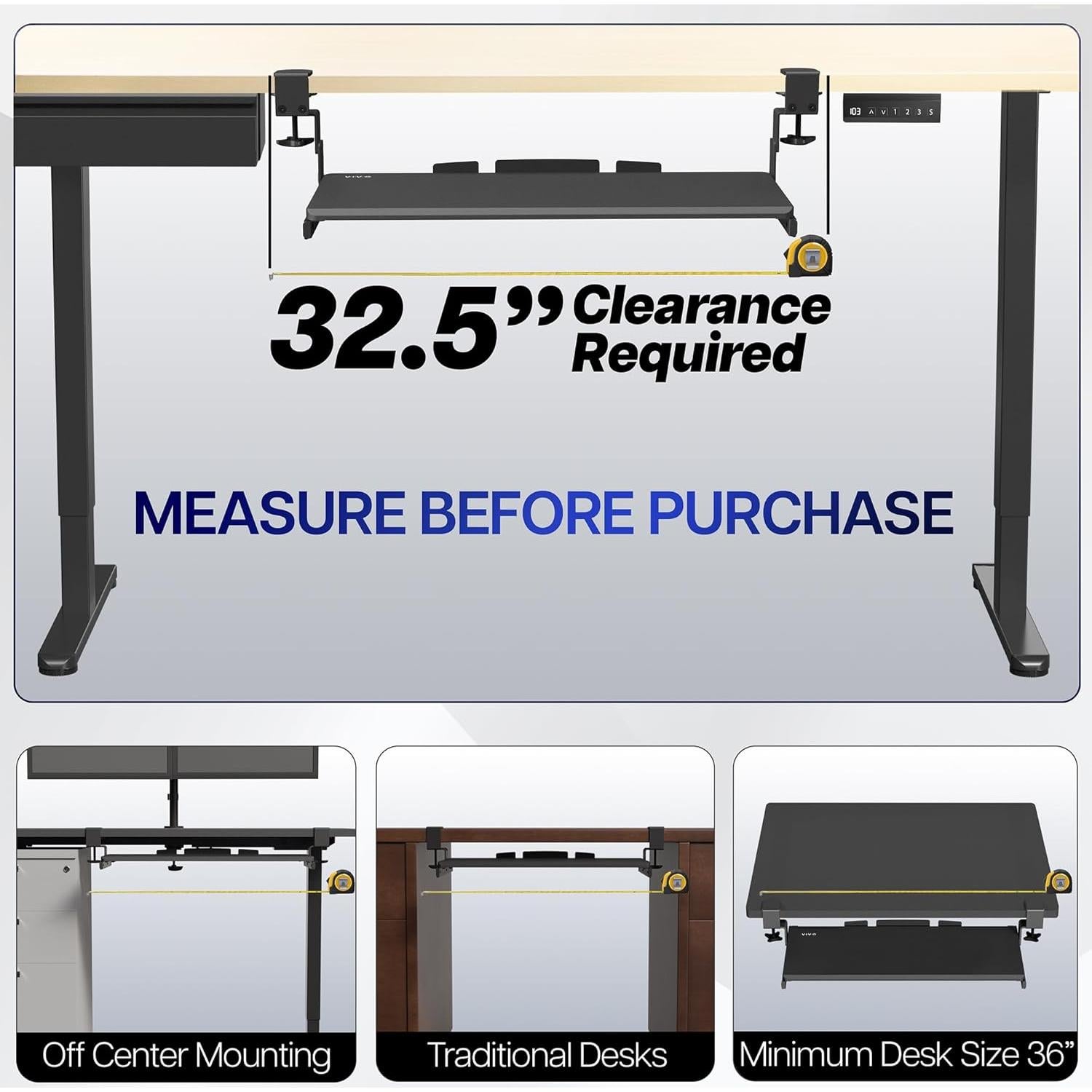 Bandeja de Teclado Ajustable VIVO MOUNT-KB05HW Blanca 27x11cm