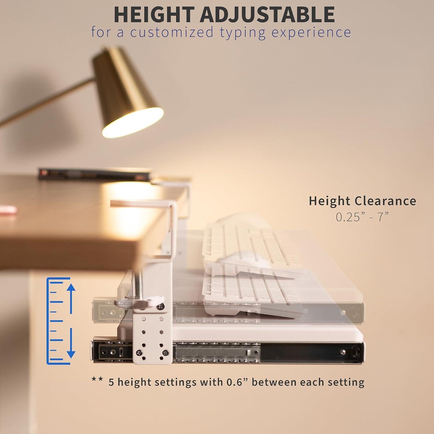 Bandeja de Teclado Ajustable VIVO MOUNT-KB05HW Blanca 27x11cm