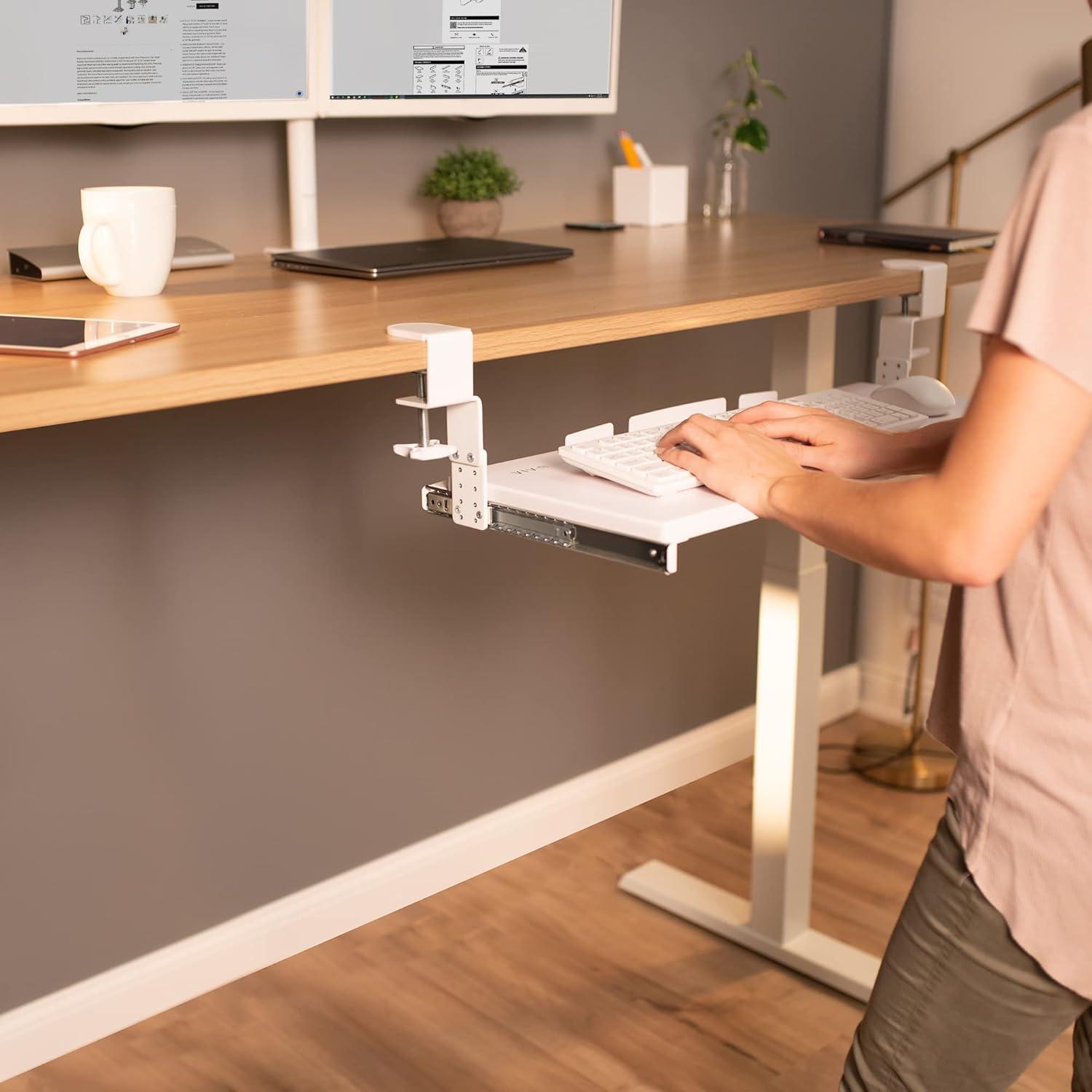 Bandeja de Teclado Ajustable VIVO MOUNT-KB05HW Blanca 27x11cm