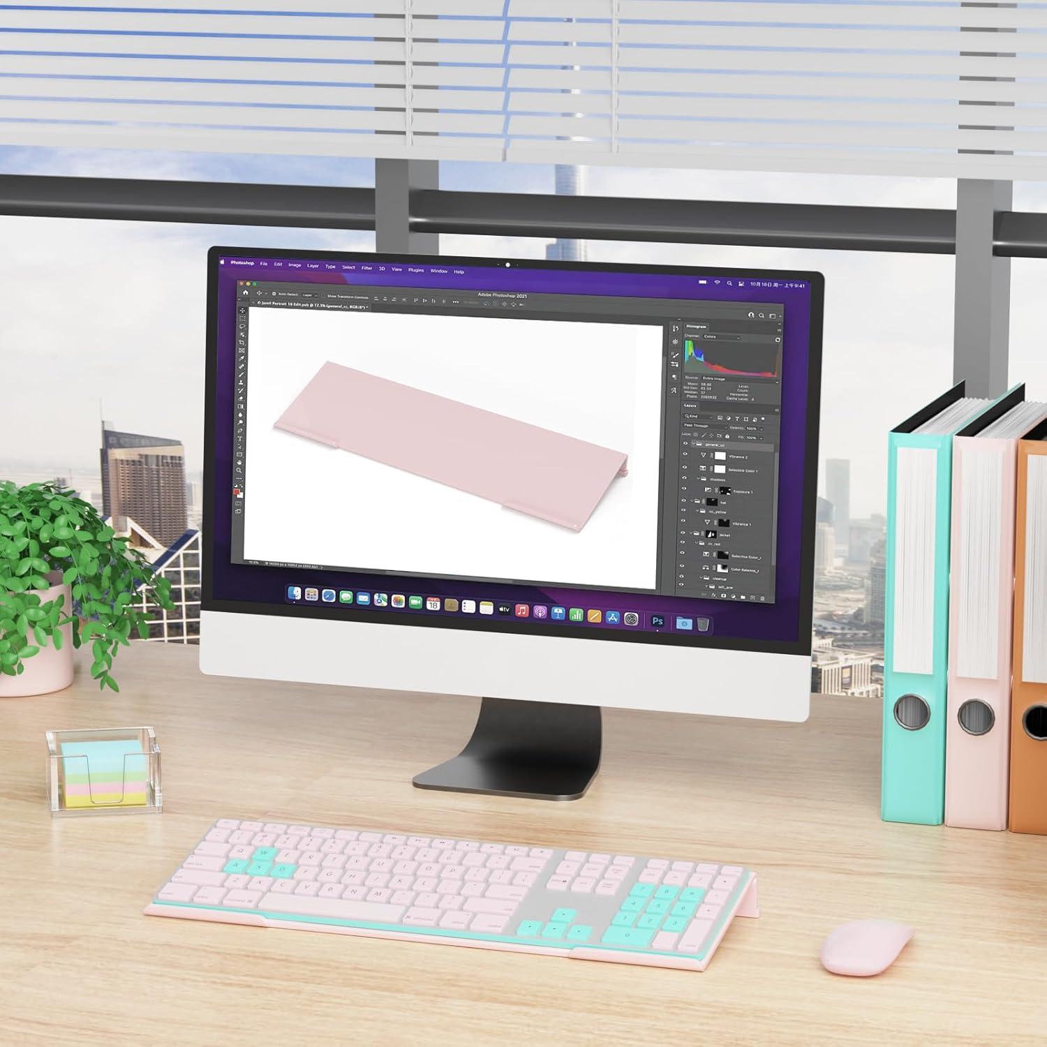 Soporte Ergonómico para Teclado Bosscasa Rosa Claro 43.2cm