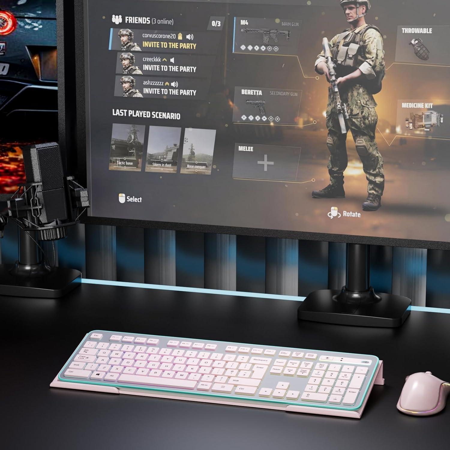 Soporte Ergonómico para Teclado Bosscasa Rosa Claro 43.2cm