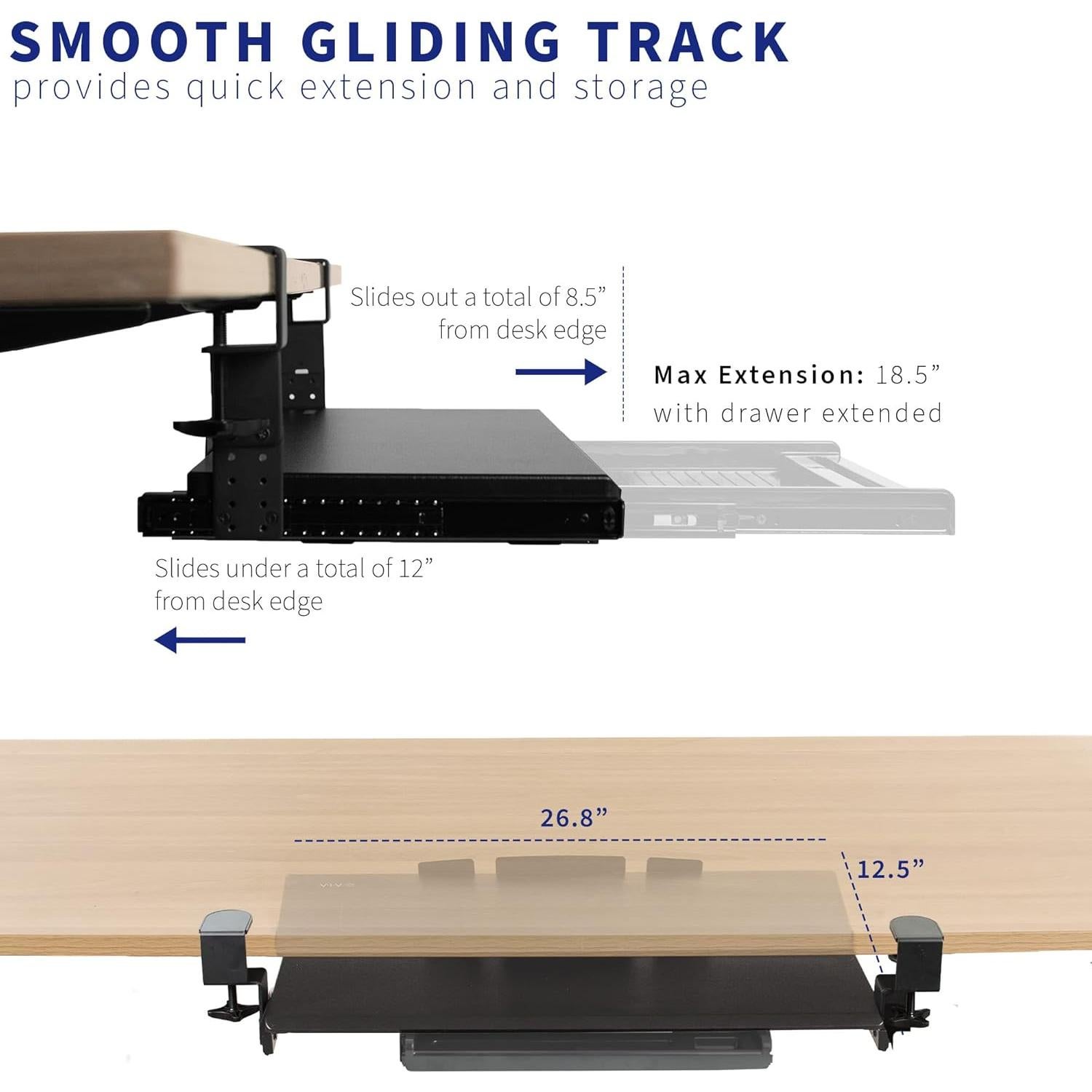 Bandeja de Teclado Ajustable VIVO con Cajón, 68.6x27.9cm