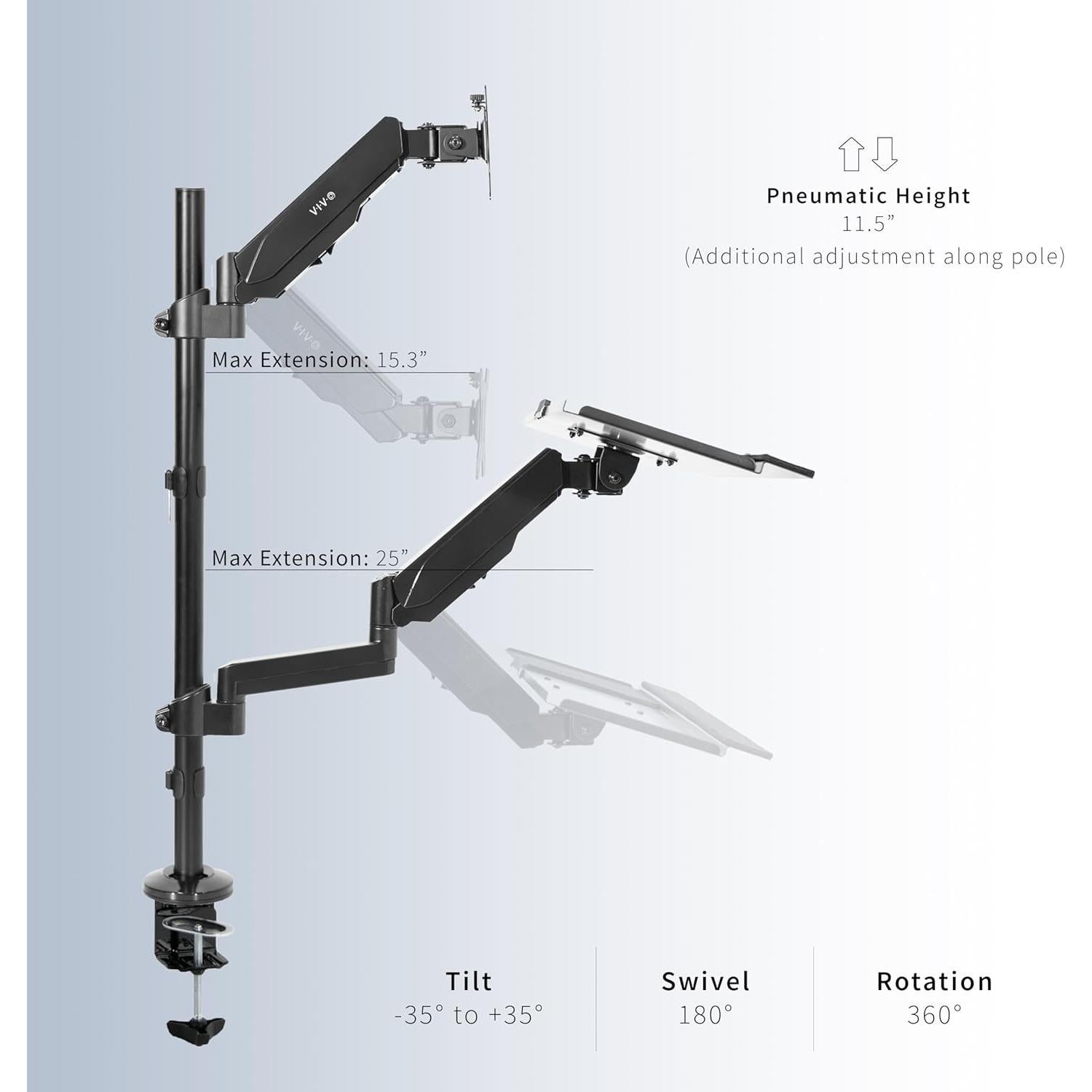 Soporte de Escritorio Ajustable VIVO STAND-SIT1B para Pantalla 32"
