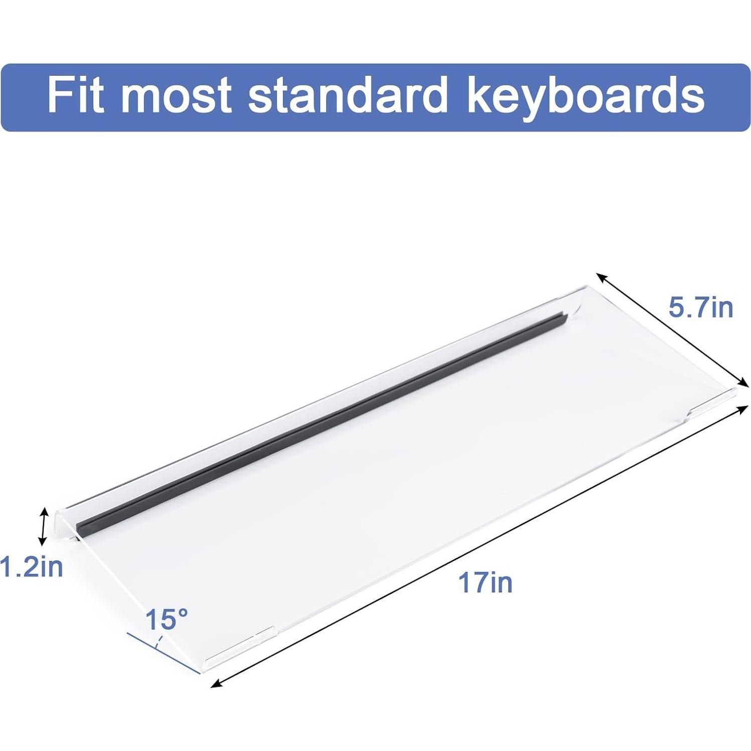 Soporte de Teclado Ergonómico BOOMIBOO Acrílico Transparente 43.2x14.5cm