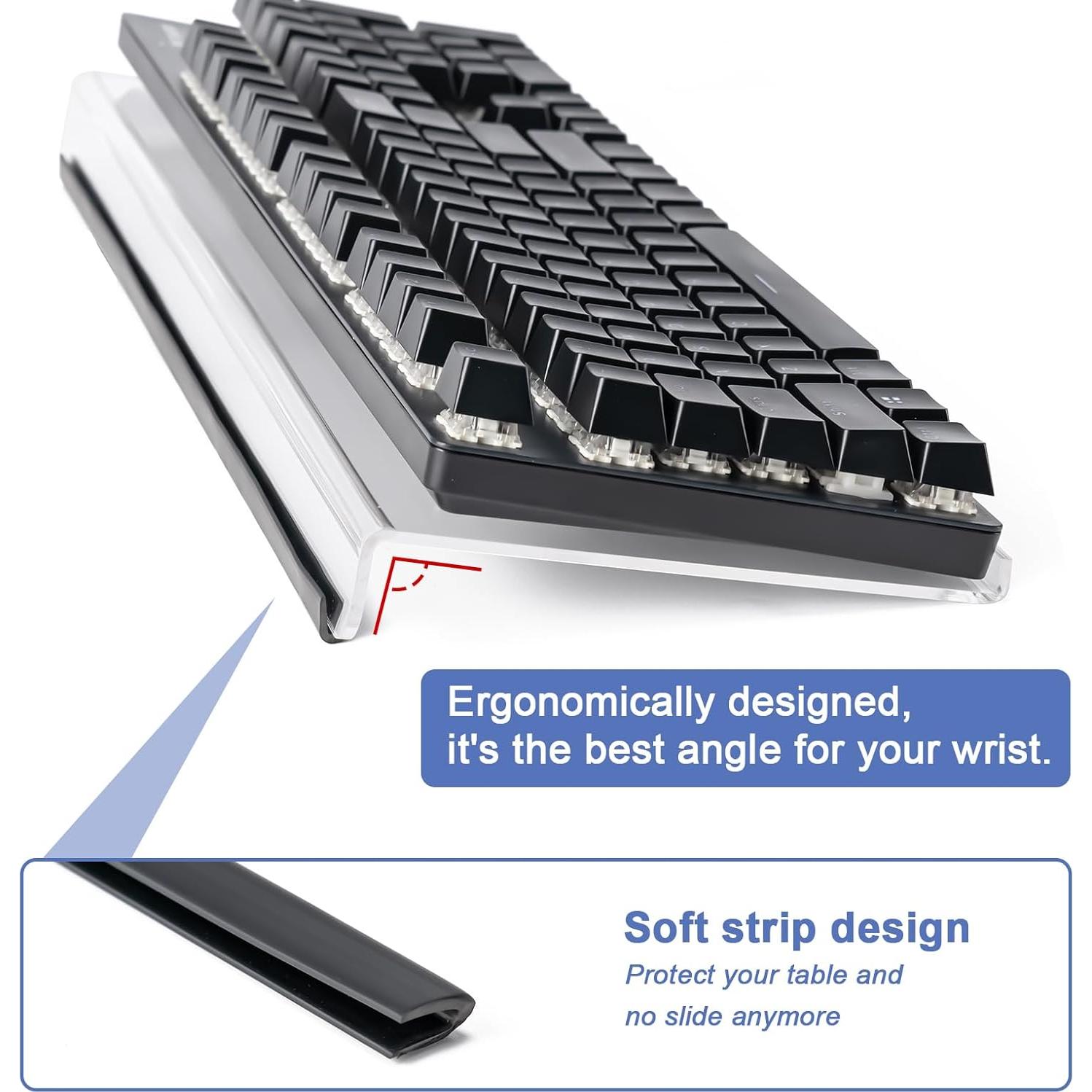 Soporte de Teclado Ergonómico BOOMIBOO Acrílico Transparente 43.2x14.5cm