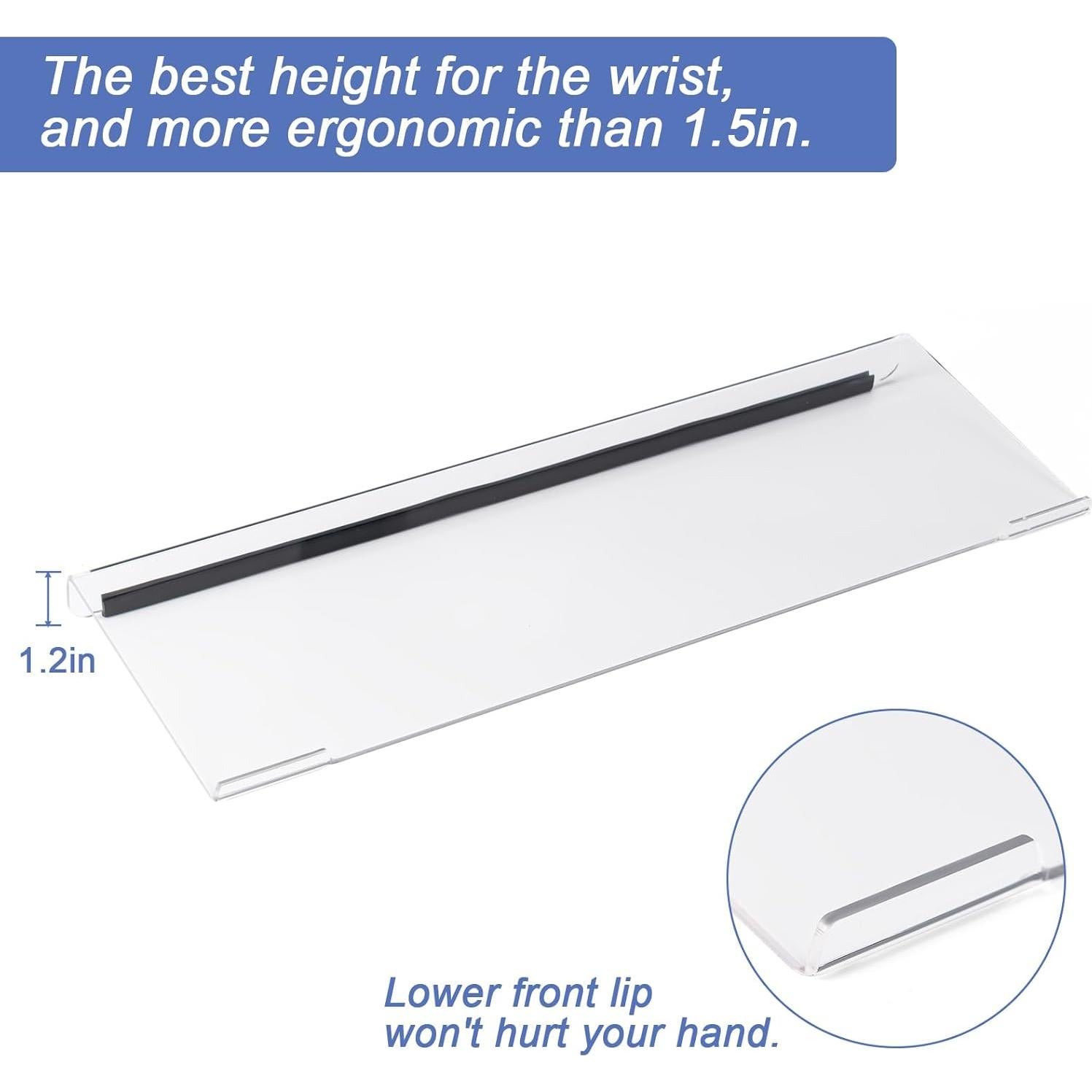 Soporte de Teclado Ergonómico BOOMIBOO Acrílico Transparente 43.2x14.5cm