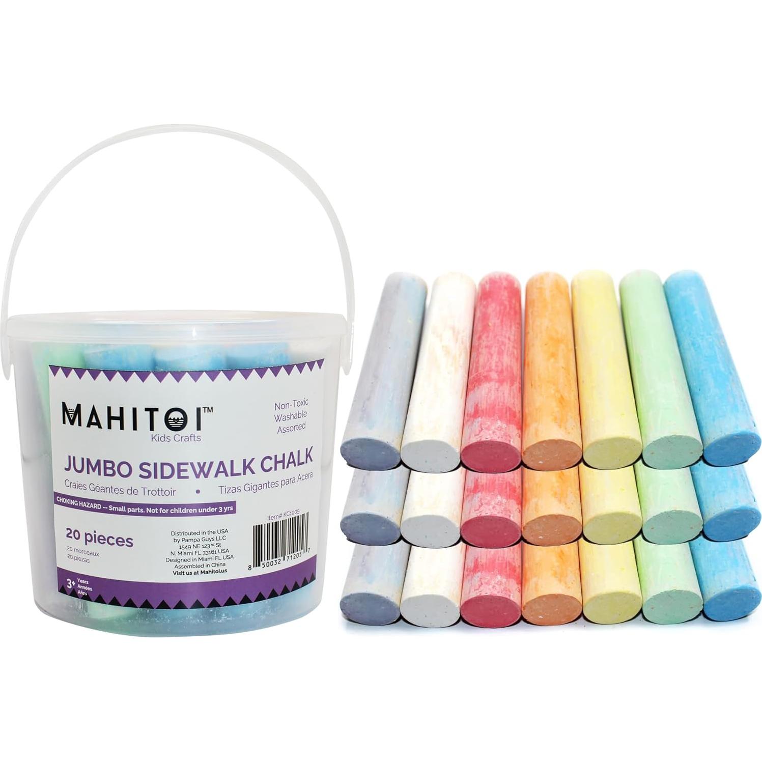 Tiza de Acera Jumbo MAHITOI Multicolor Lavable 20 Piezas