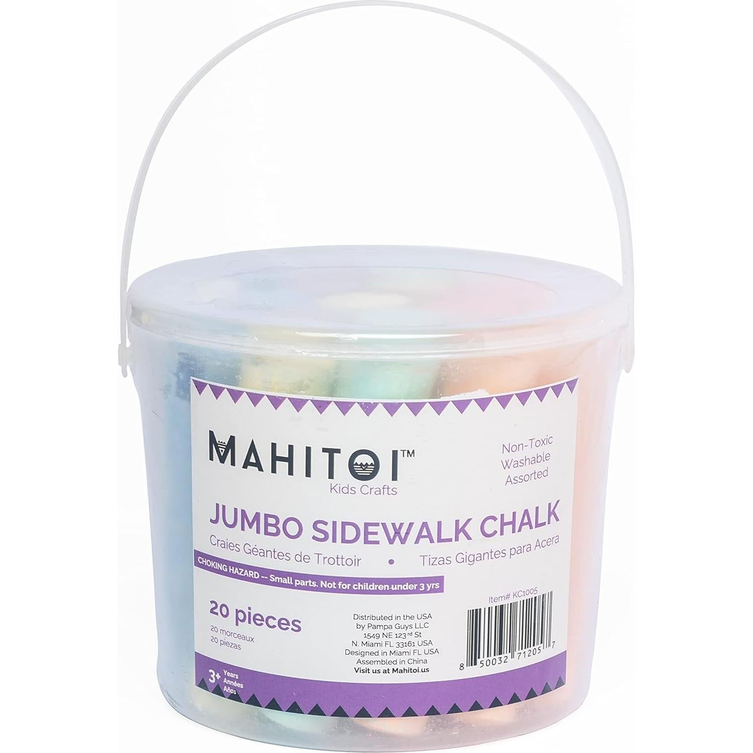 Tiza de Acera Jumbo MAHITOI Multicolor Lavable 20 Piezas