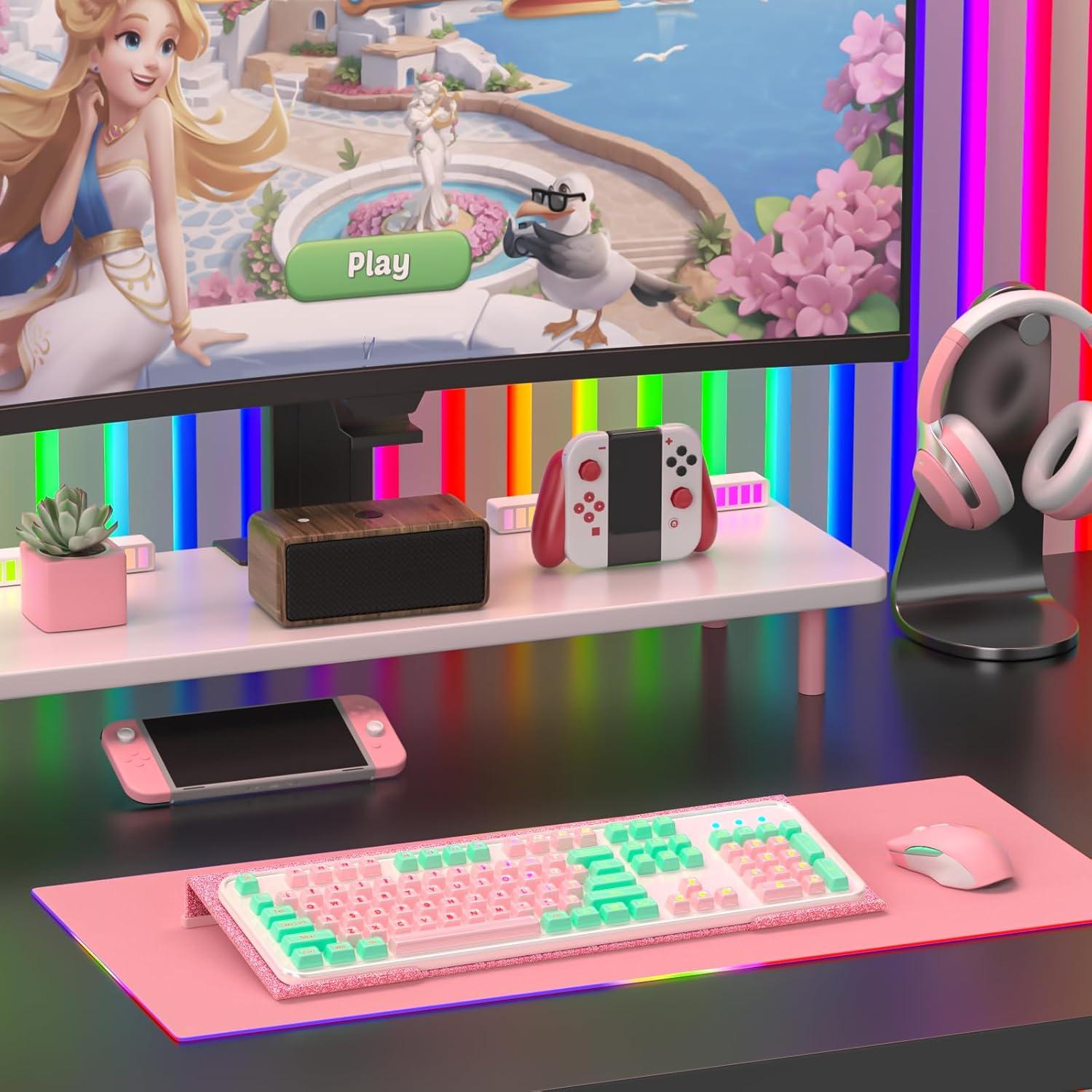 Soporte de Teclado Ergonómico Rulyyo 43.18 cm Rosa Brillante