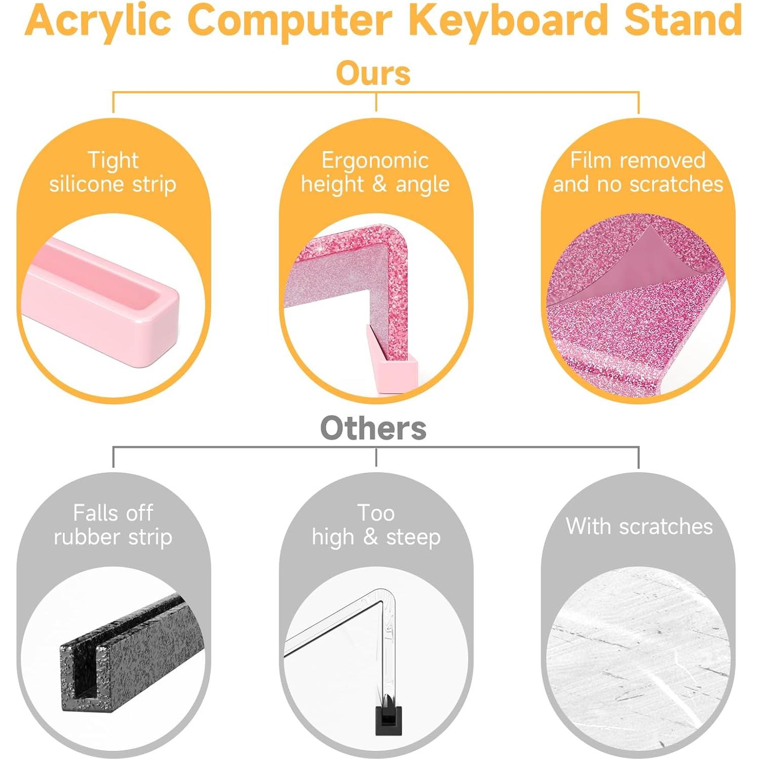 Soporte de Teclado Ergonómico Rulyyo 43.18 cm Rosa Brillante
