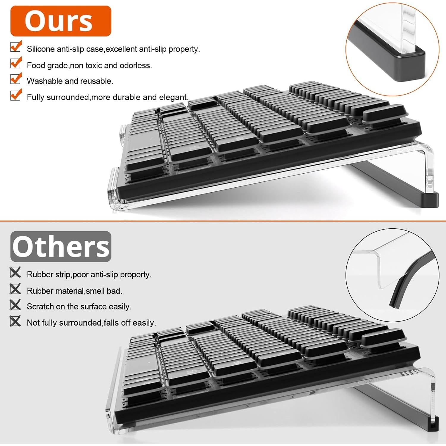 Soporte Elevador Ergonómico para Teclado Richboom Acrílico Transparente