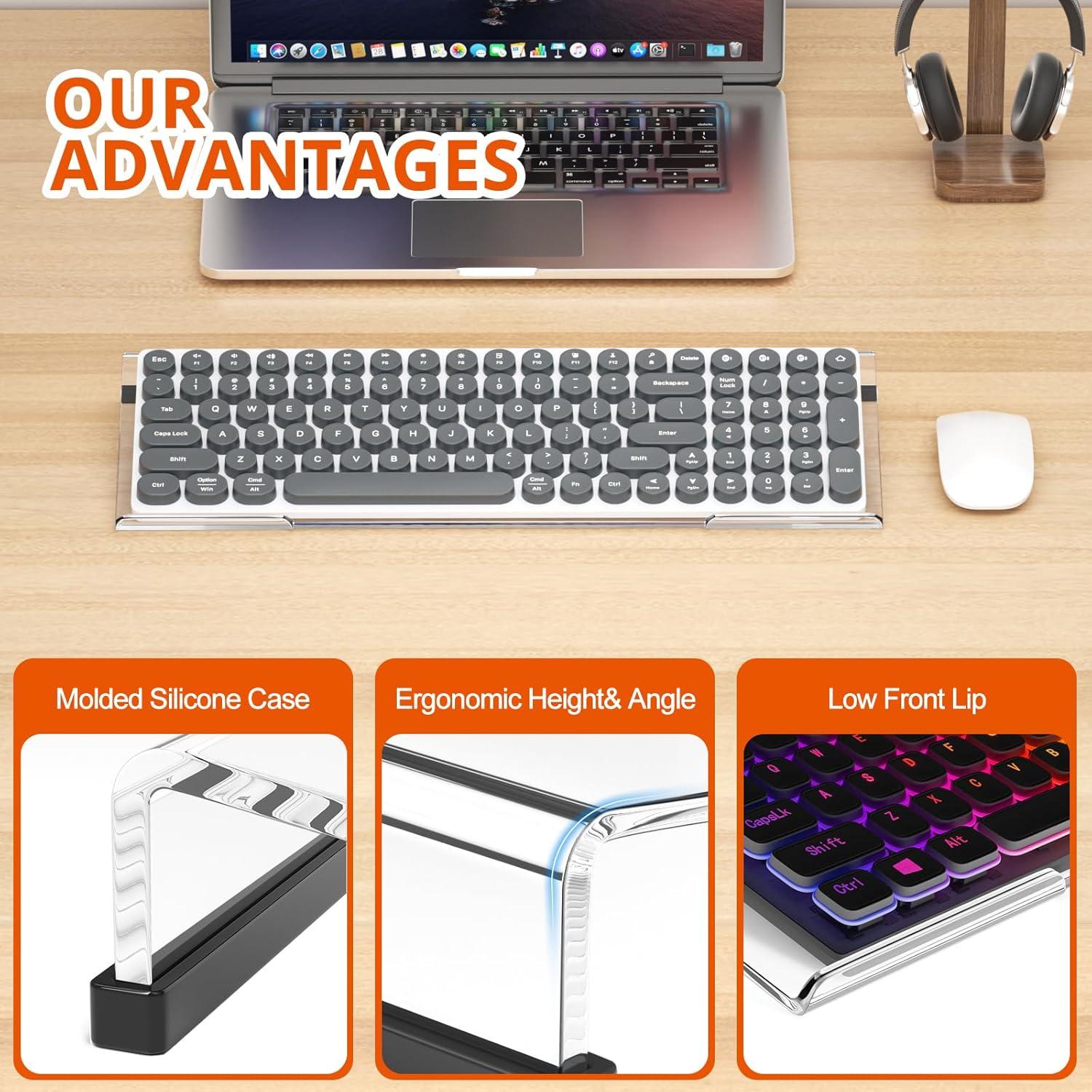 Soporte Elevador Ergonómico para Teclado Richboom Acrílico Transparente