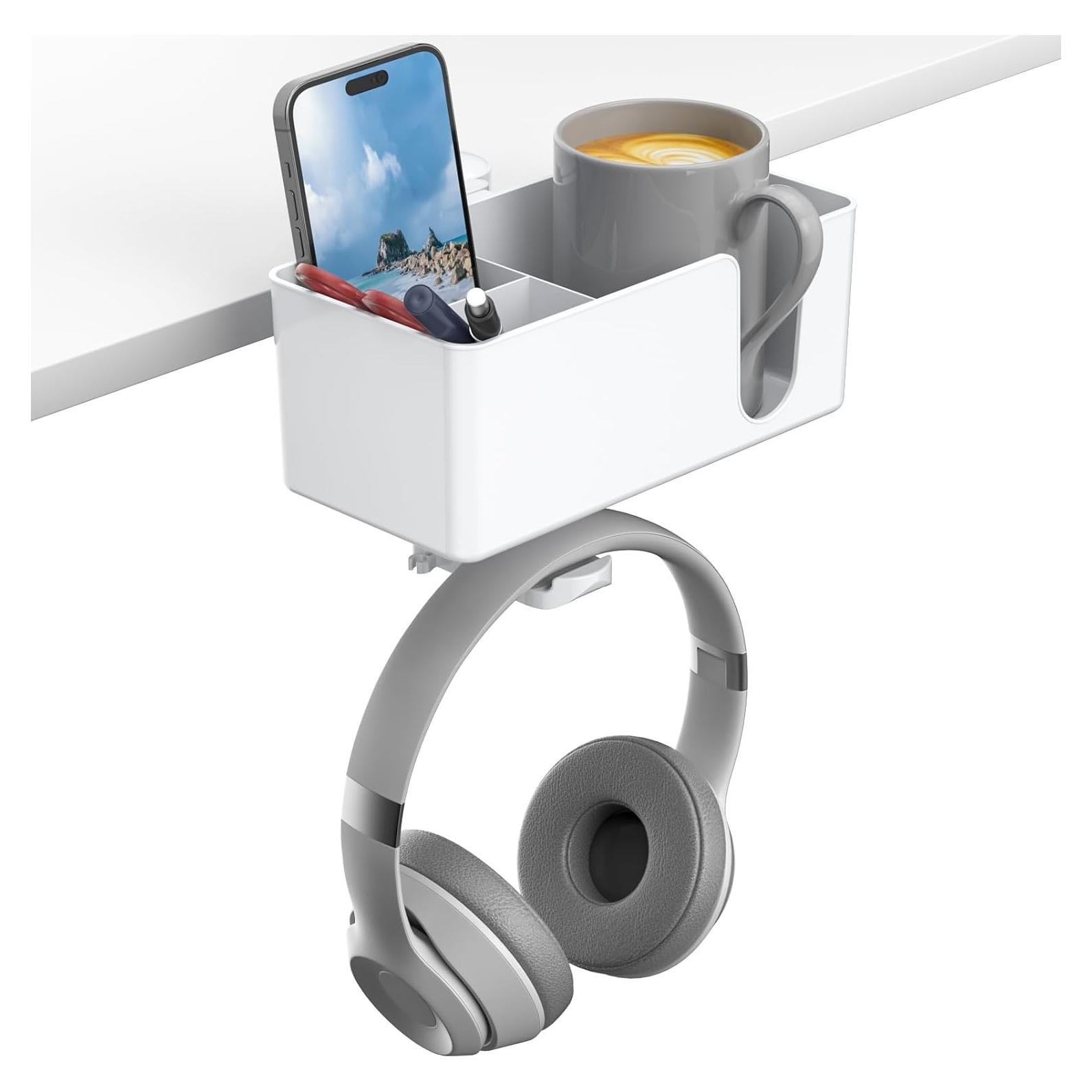 Organizador de Escritorio KDD 4 en 1 Blanco - Soporte Auriculares y Taza