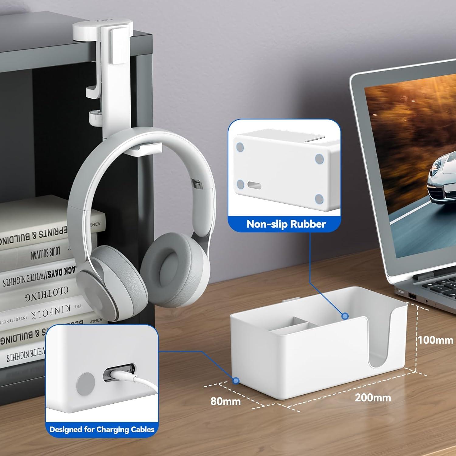 Organizador de Escritorio KDD 4 en 1 Blanco - Soporte Auriculares y Taza