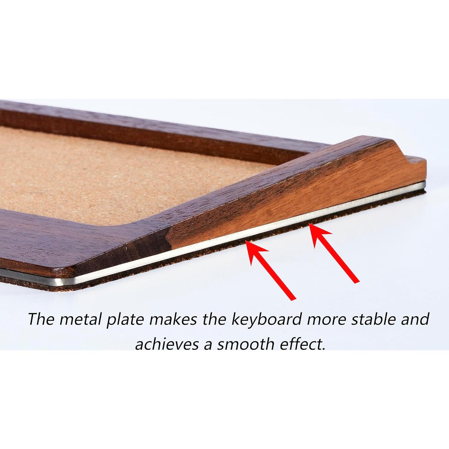 Bandeja de teclado ergonómica SAMDI de madera y acero inoxidable - Nogal negro