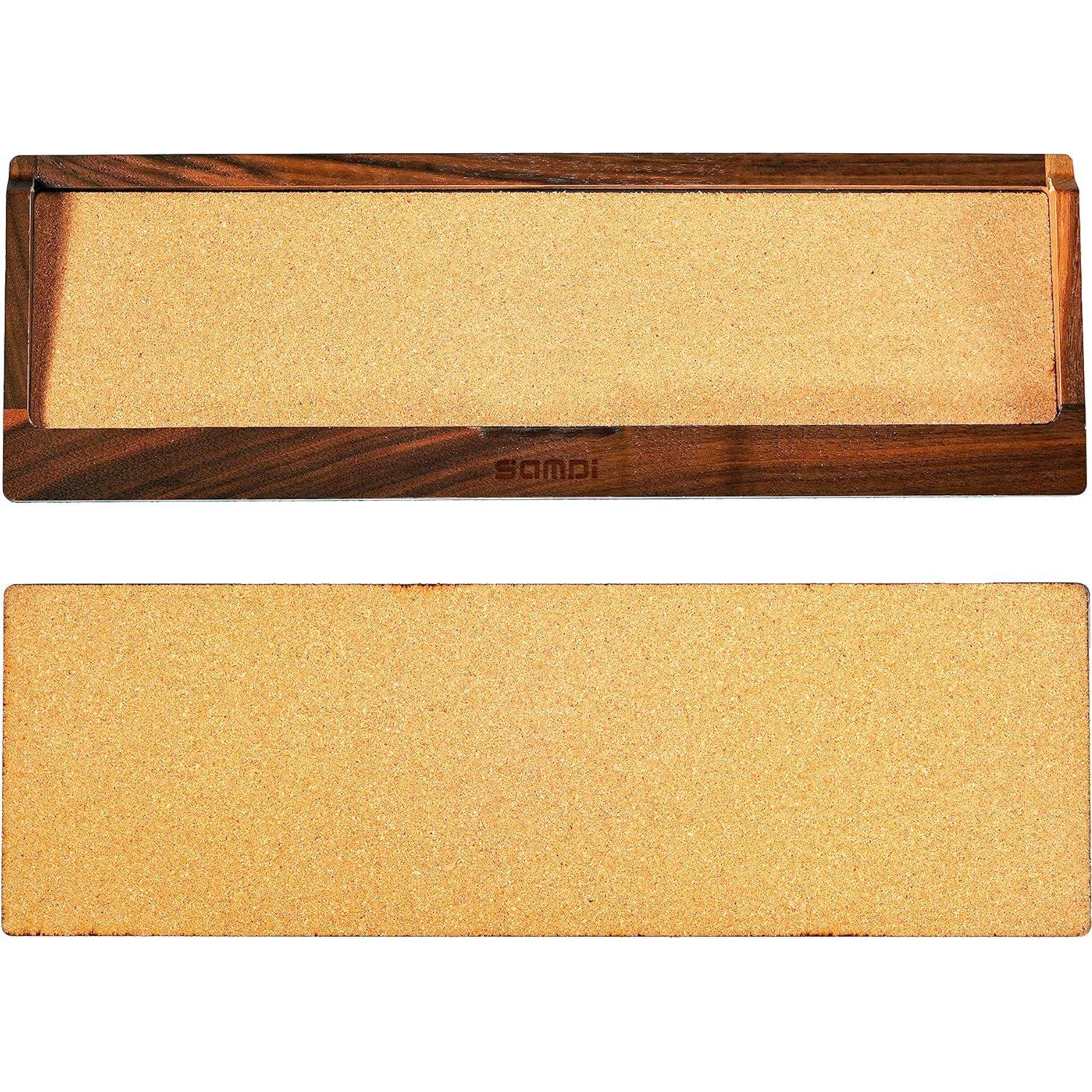 Bandeja de teclado ergonómica SAMDI de madera y acero inoxidable - Nogal negro