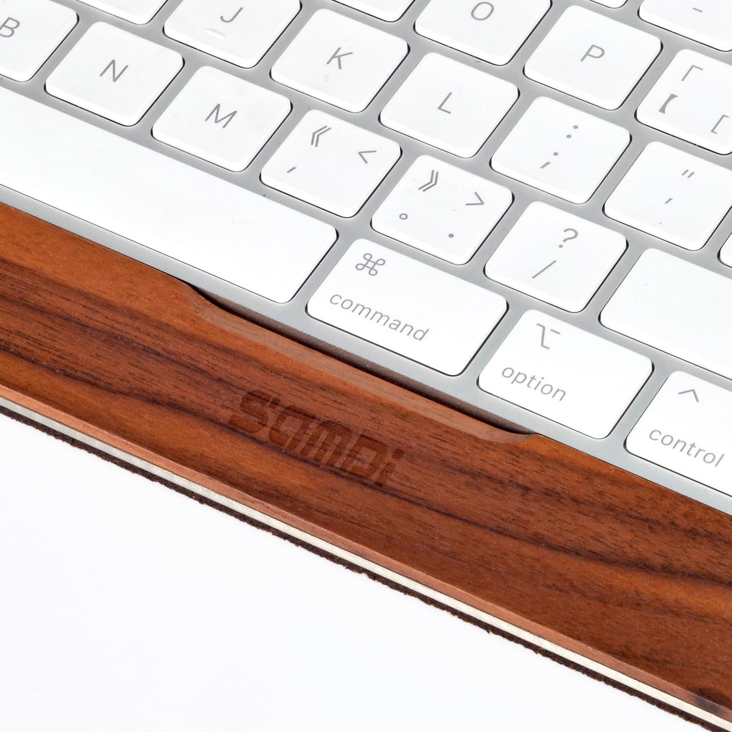 Bandeja de teclado ergonómica SAMDI de madera y acero inoxidable - Nogal negro