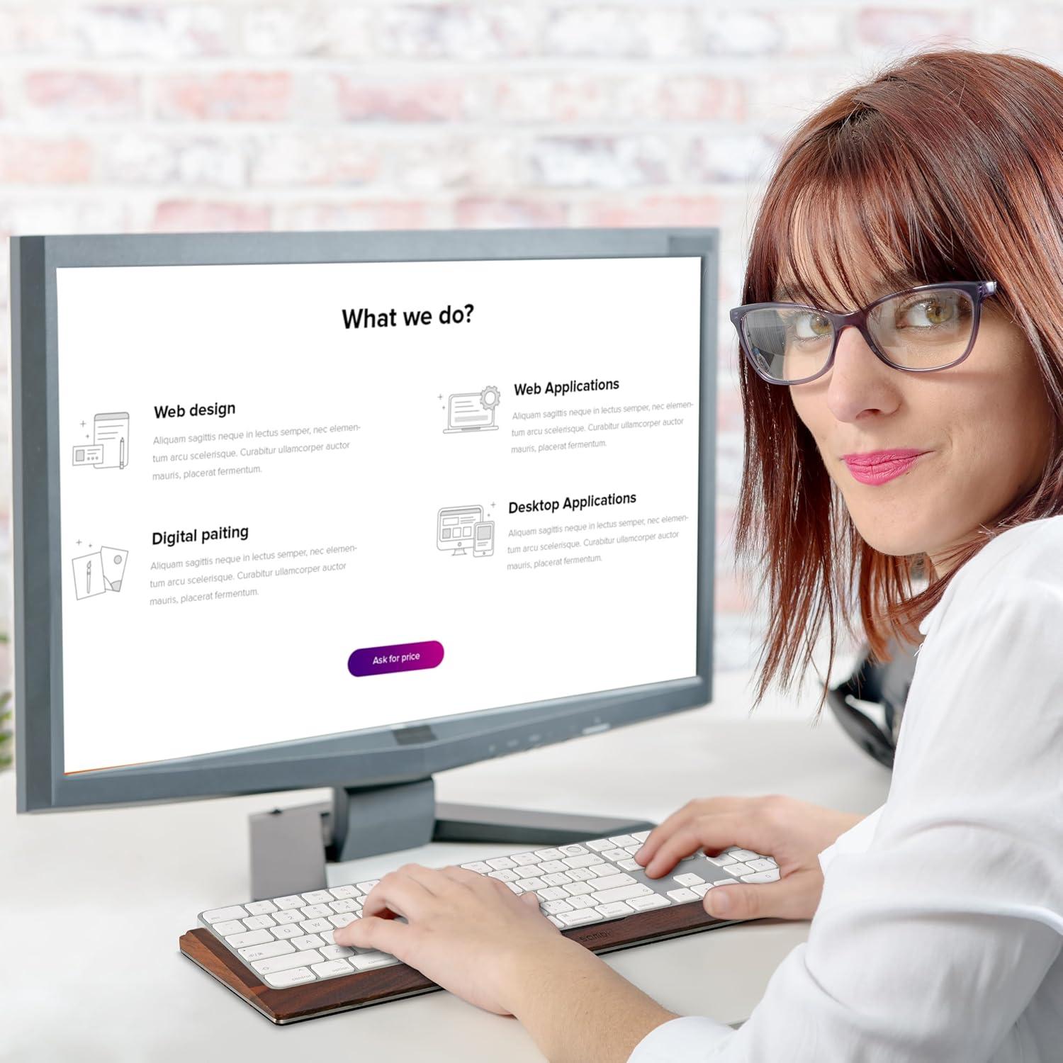 Bandeja de teclado ergonómica SAMDI de madera y acero inoxidable - Nogal negro